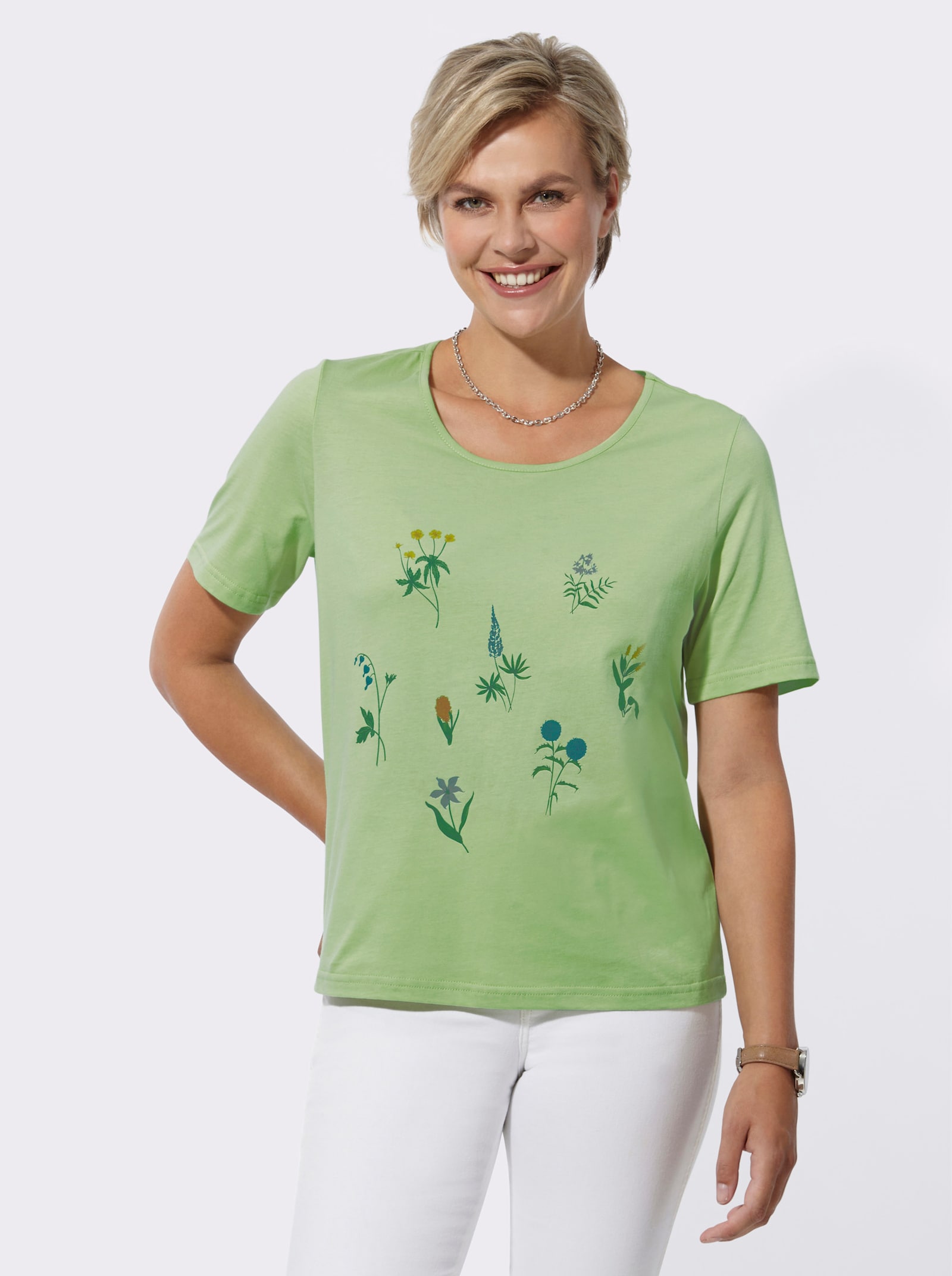 Print-Shirt in Single-Jersey-Qualität - reseda