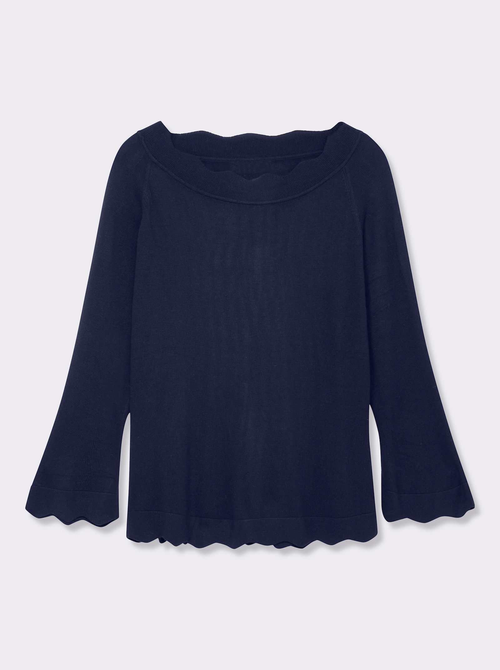 Strickpullover mit Wellenkanten - marine
