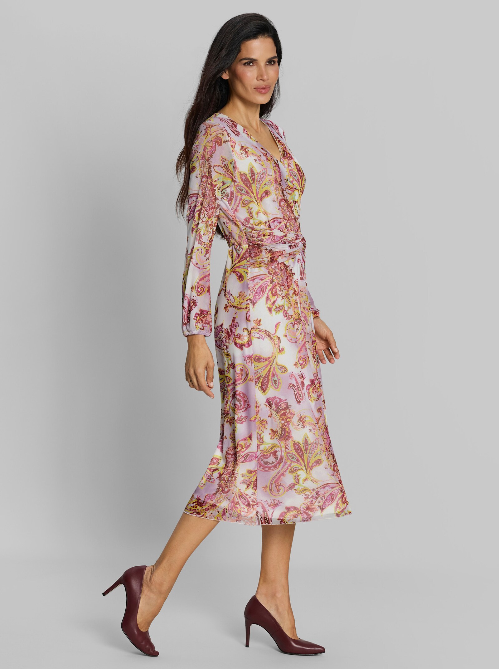 heine Druckkleid mit transparenten Ärmeln - orchidee-ecru-bedruckt