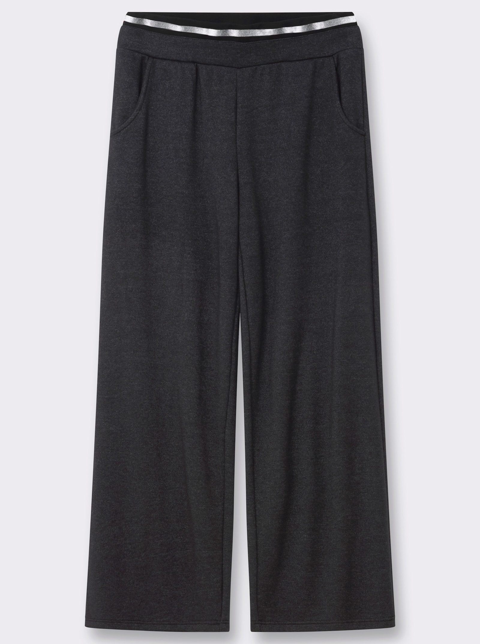 sheego Strickhose mit Glitzer-Effekt - schwarz-anthrazit-meliert