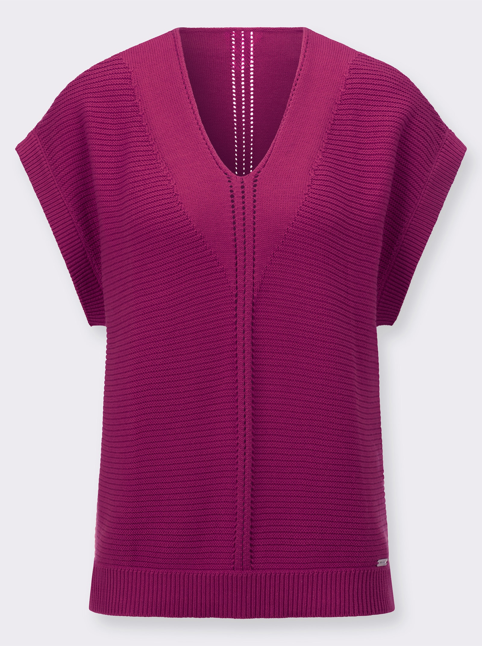Pullunder im Ajour-Strickmuster-Mix - magenta