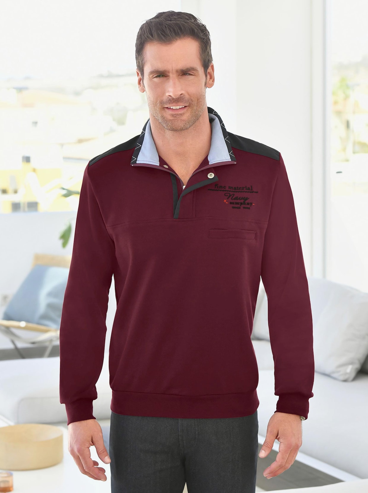 Marco Donati Langarm-Shirt - bordeaux
