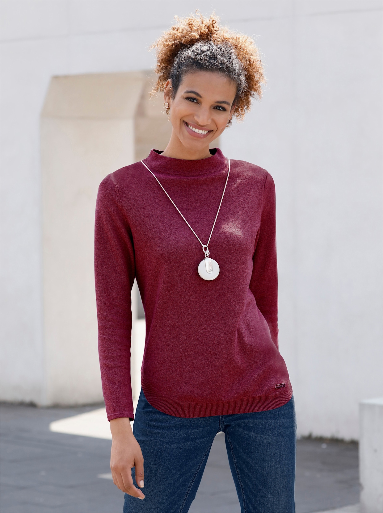 Pullover met lange mouwen - bordeaux gemêleerd