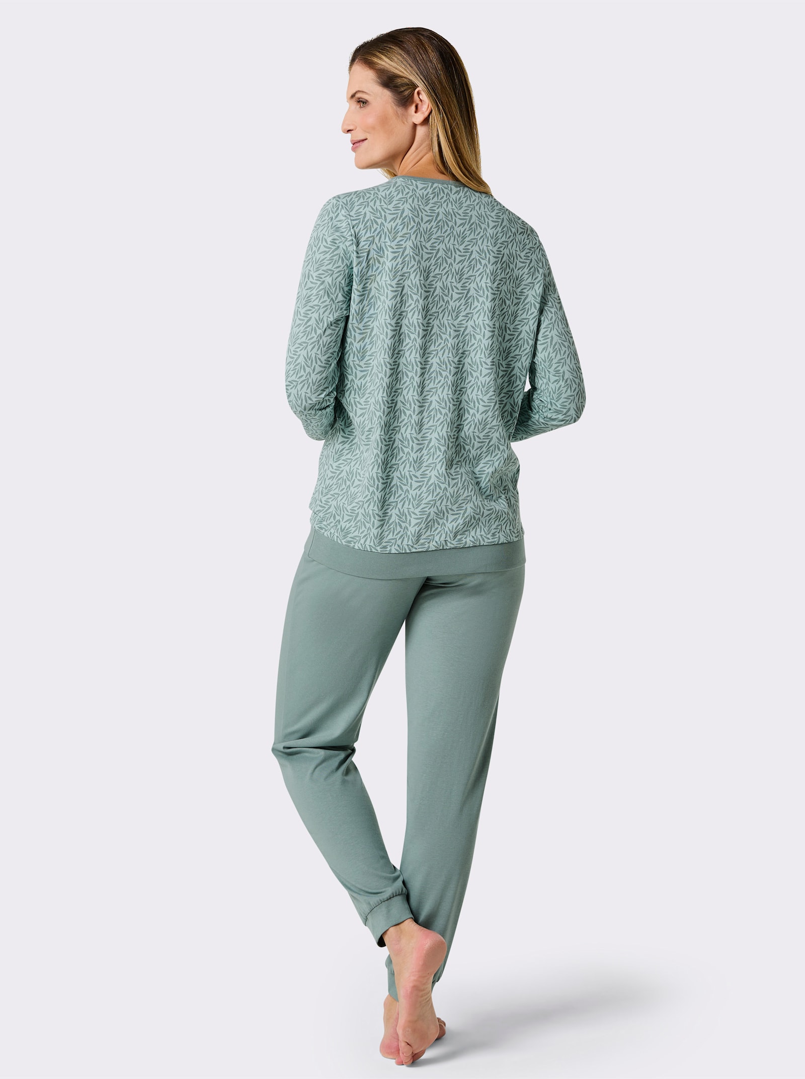 wäschepur Schlafanzüge - mint-jade-bedruckt + rosé-burgund-bedruckt