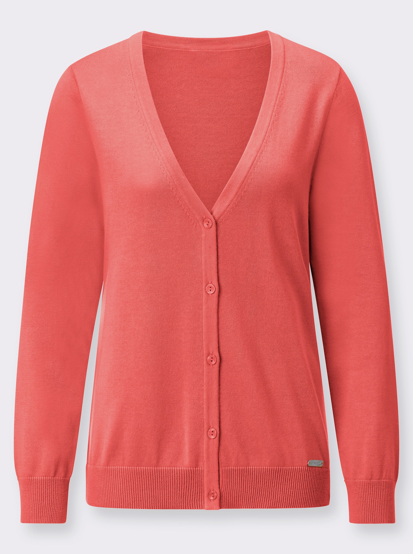 Strickjacke mit Knopfleiste - koralle