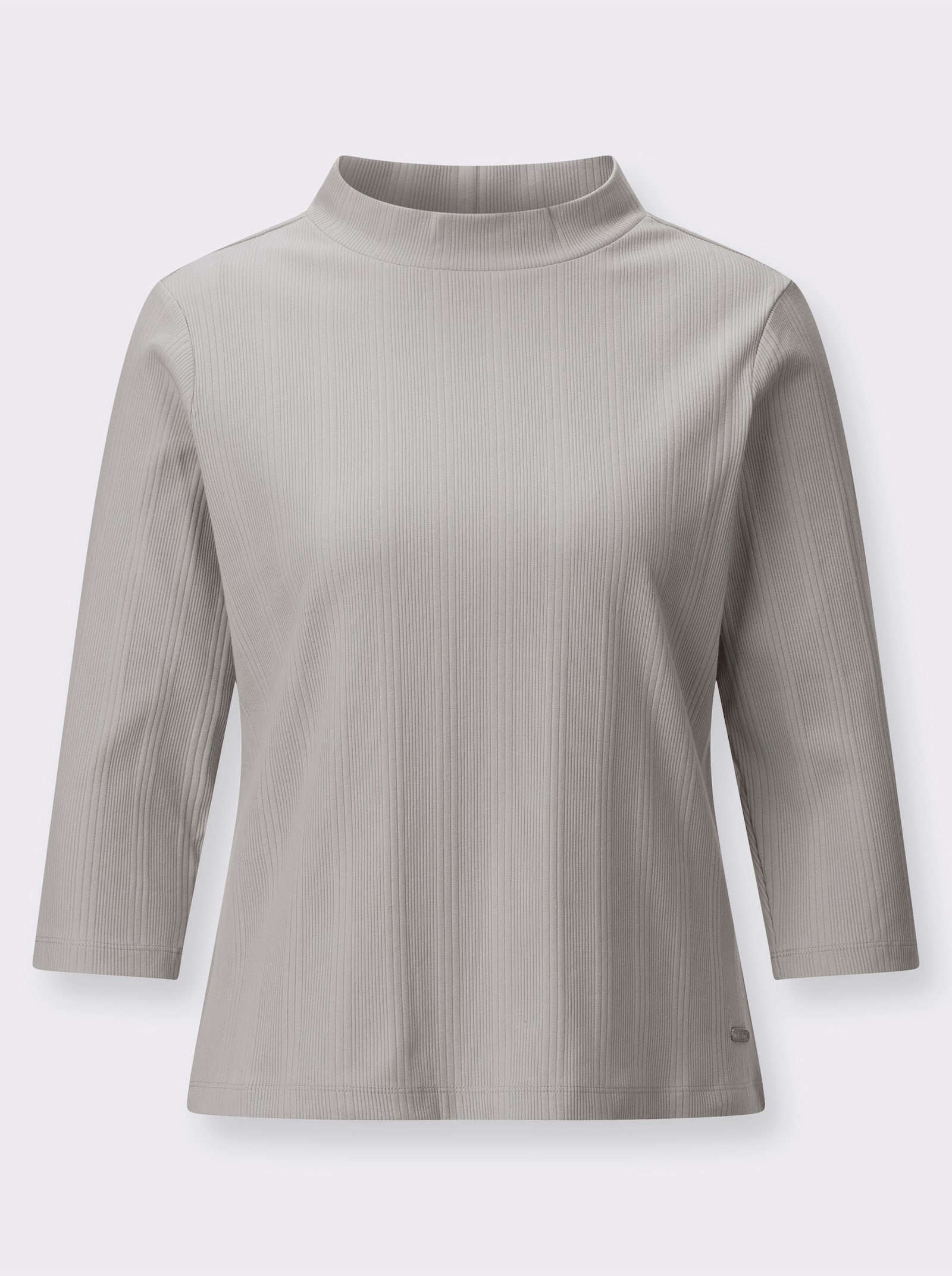 Stehkragenshirt im Jacquardmuster - hellgrau