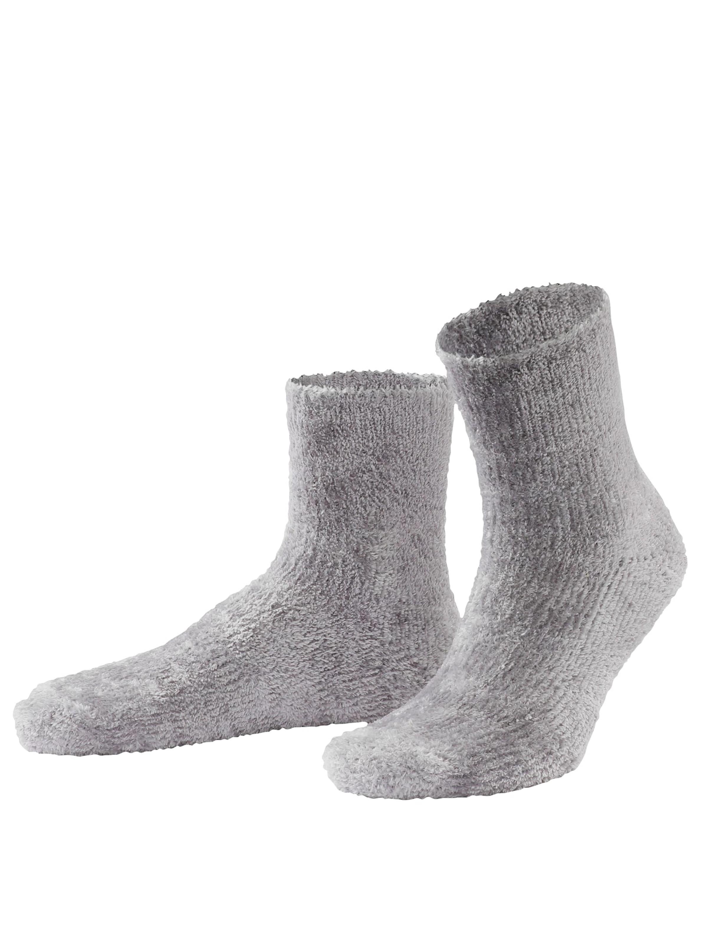 Kuschelsocken - ecru + grau