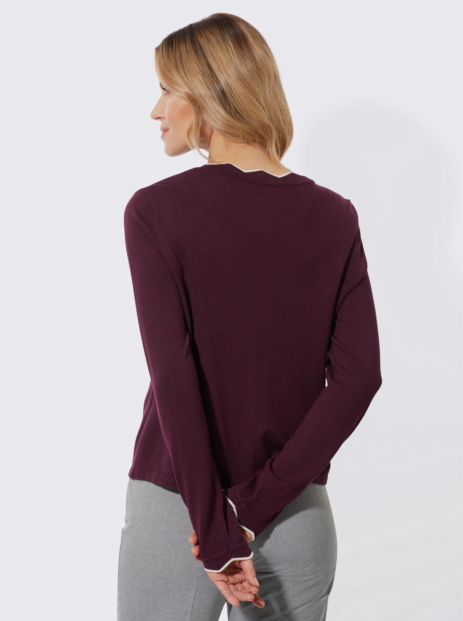 Vest met golvende boorden - bordeaux