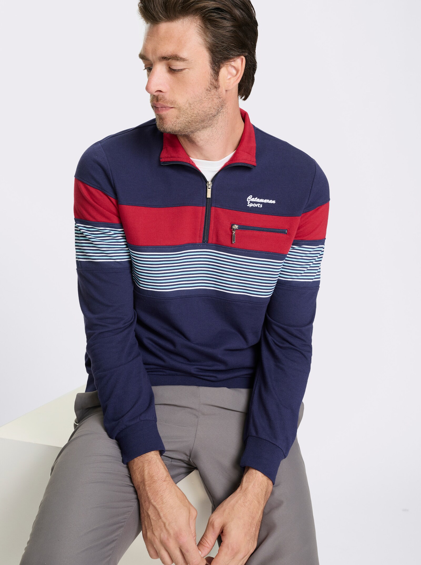 Catamaran Sports Sweatshirt met elastische boordjes - marine