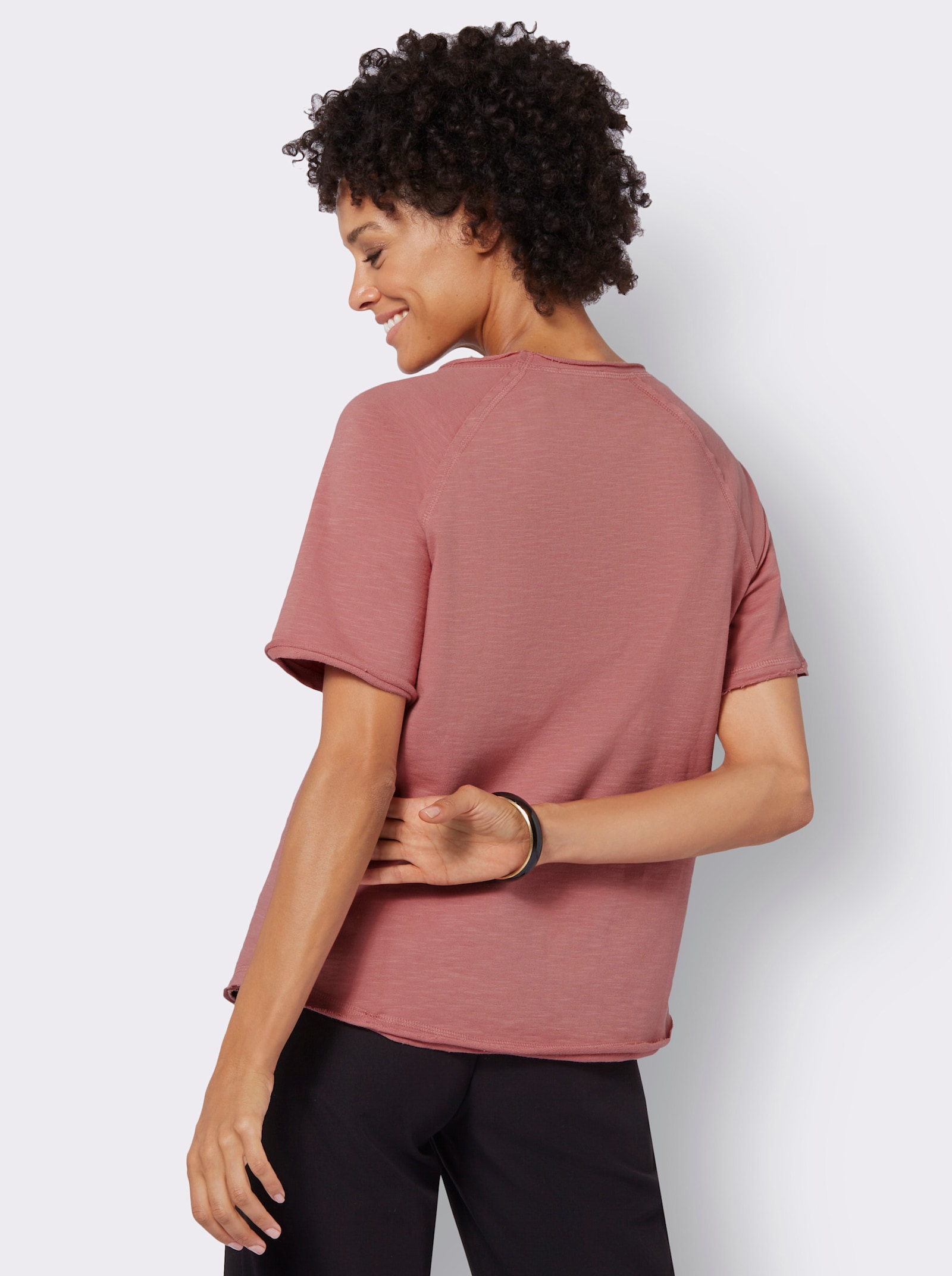 Mikina s otevřenými okraji - růžové dřevo