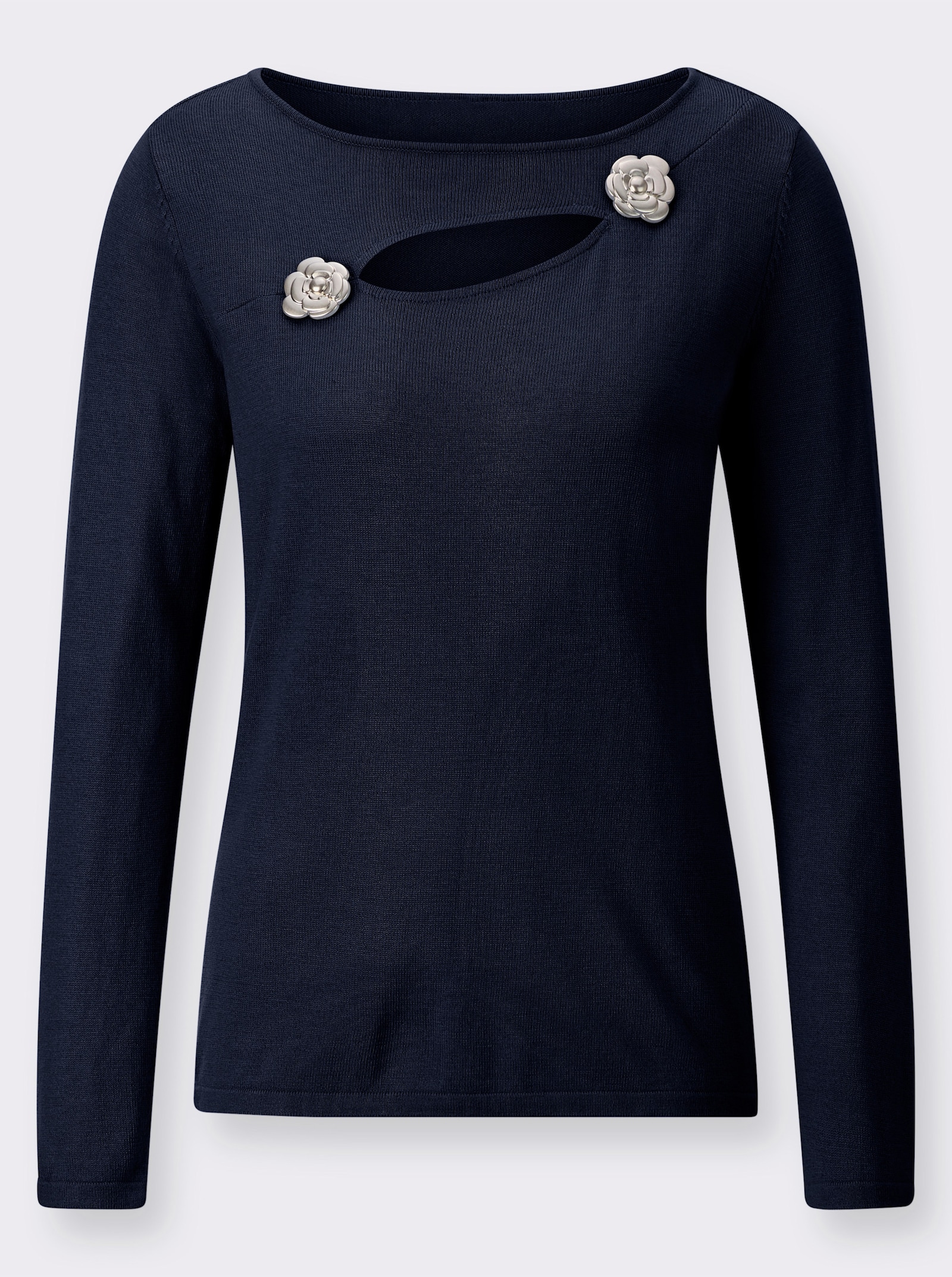 Pull en tricot fin avec découpe - marine