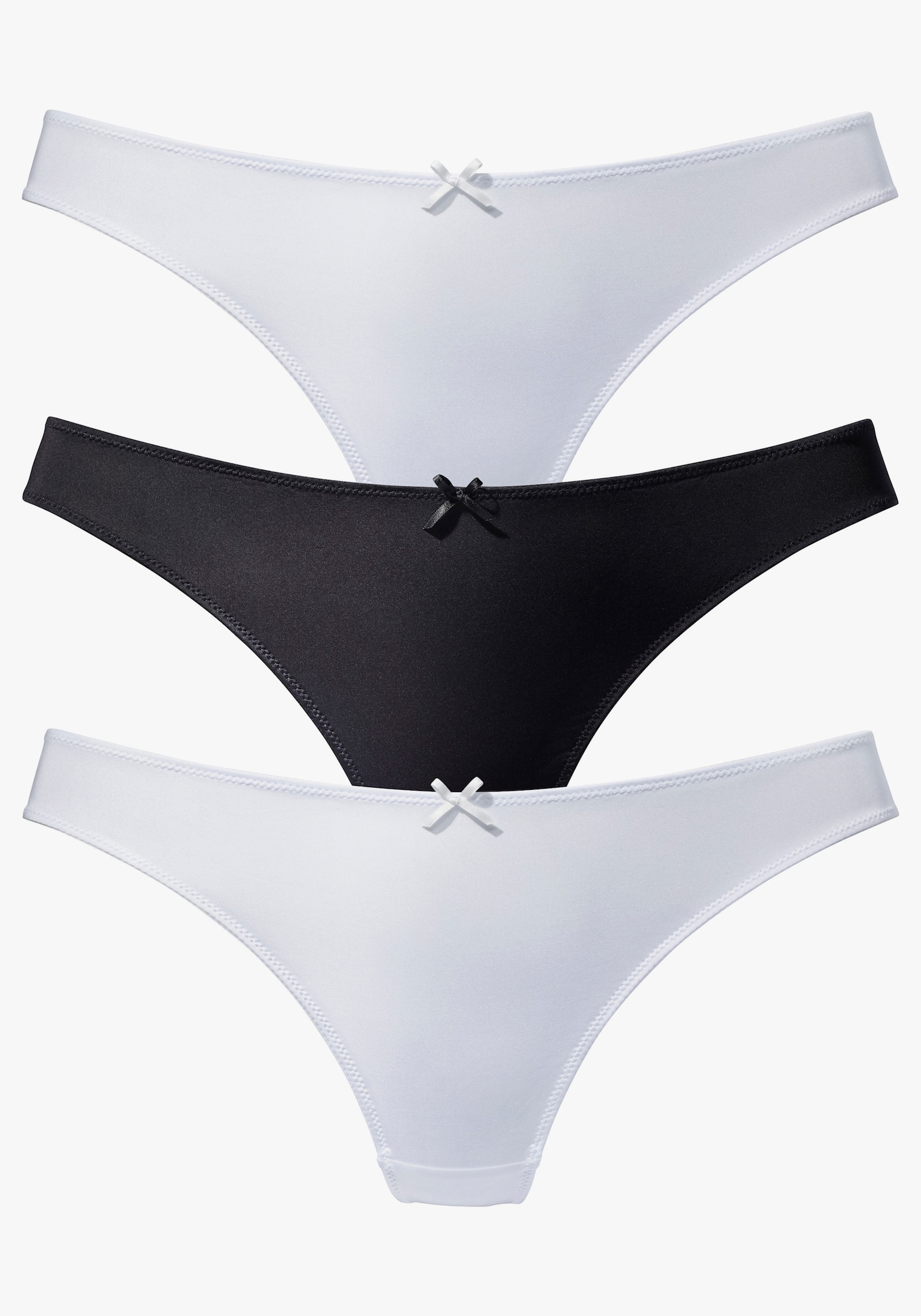 petite fleur by Lascana String - 2x weiß + 1x schwarz