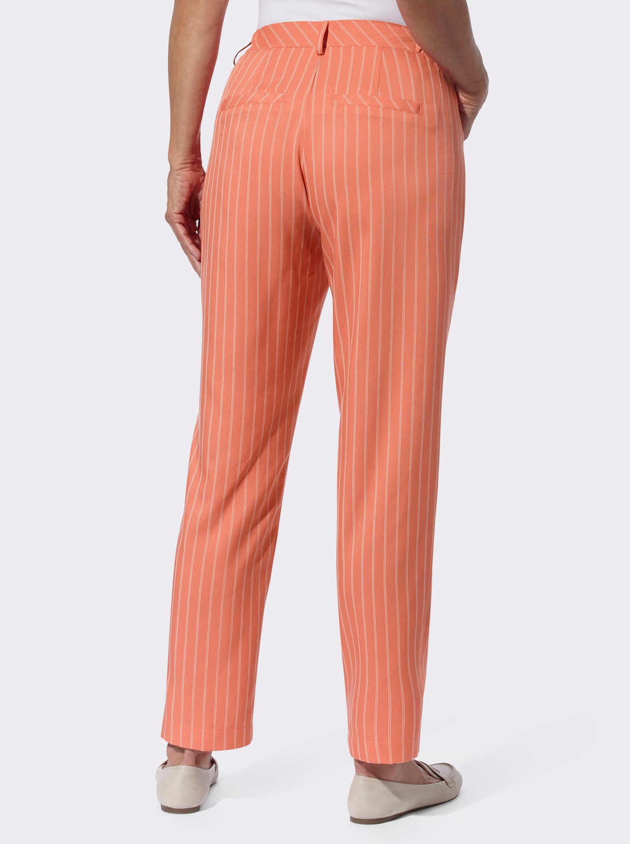 broek - papaja/ecru gestreept