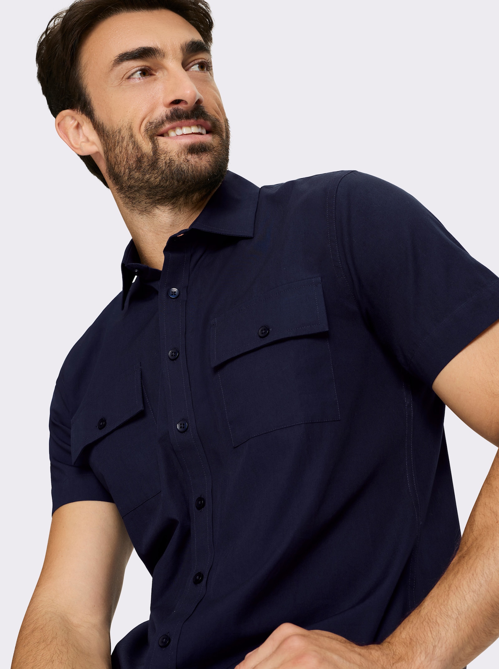 Catamaran Kurzarmhemd mit Pattentaschen - marine