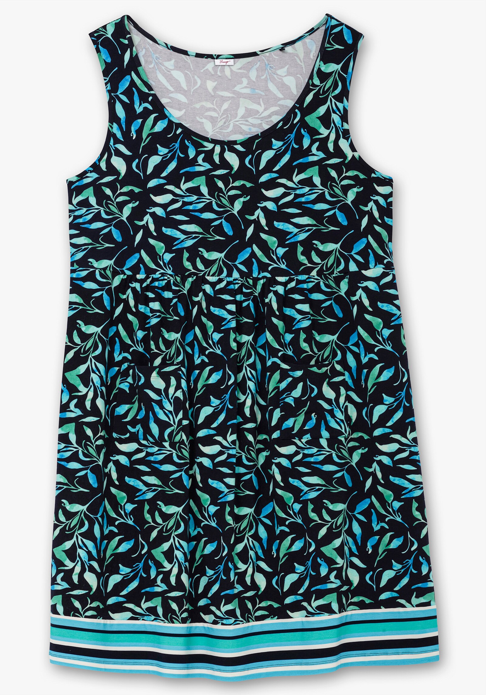 sheego Jerseykleid mit floralem Alloverdruck - marine bedruckt