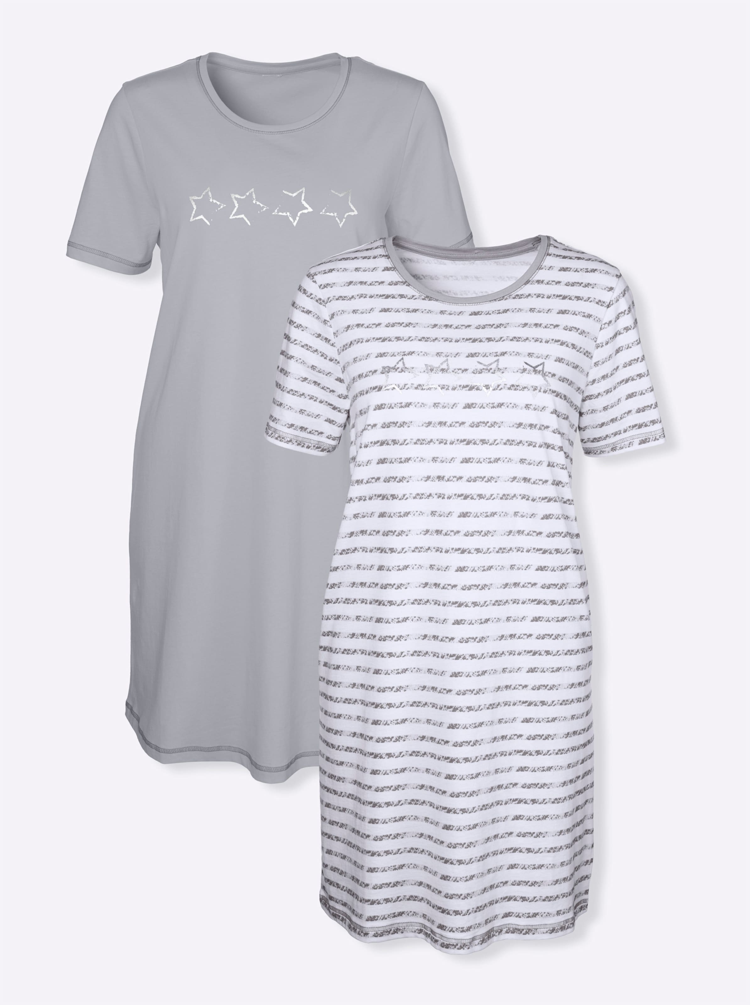 Grau + Grau-Gestreift Sleepshirts - Bild 3