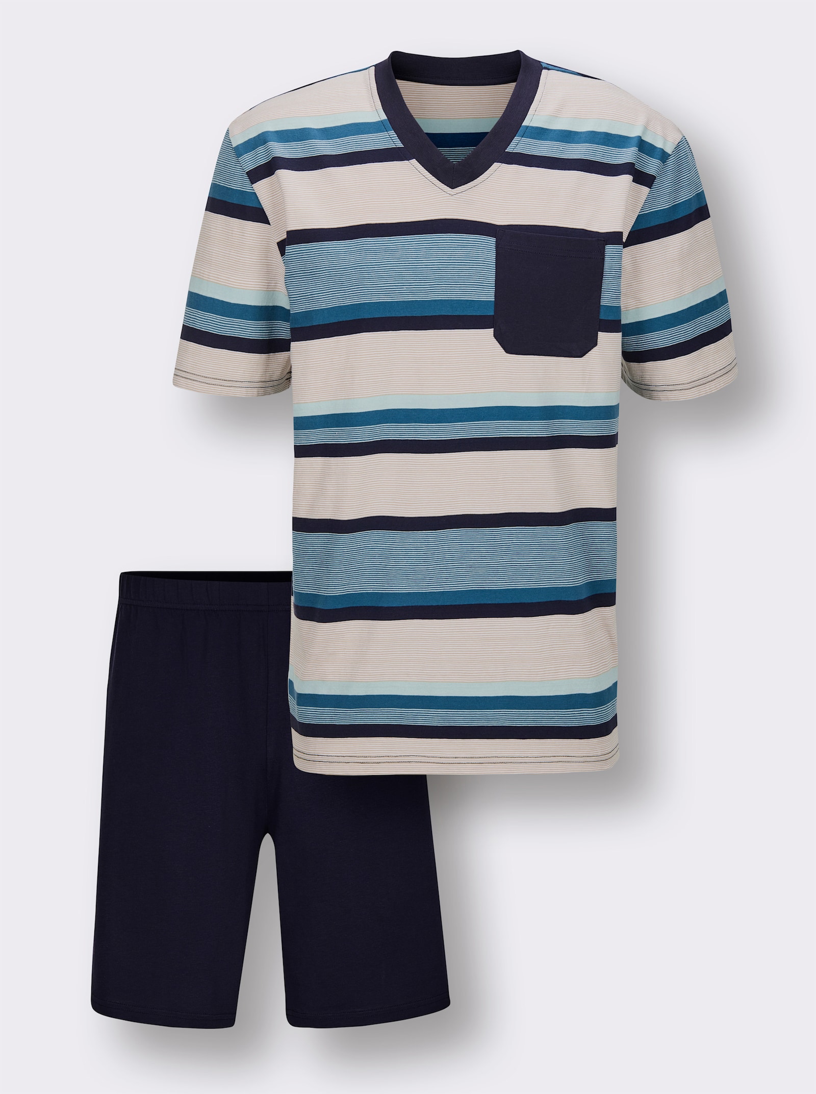 wäschepur men Shorty - marine-ecru-geringelt