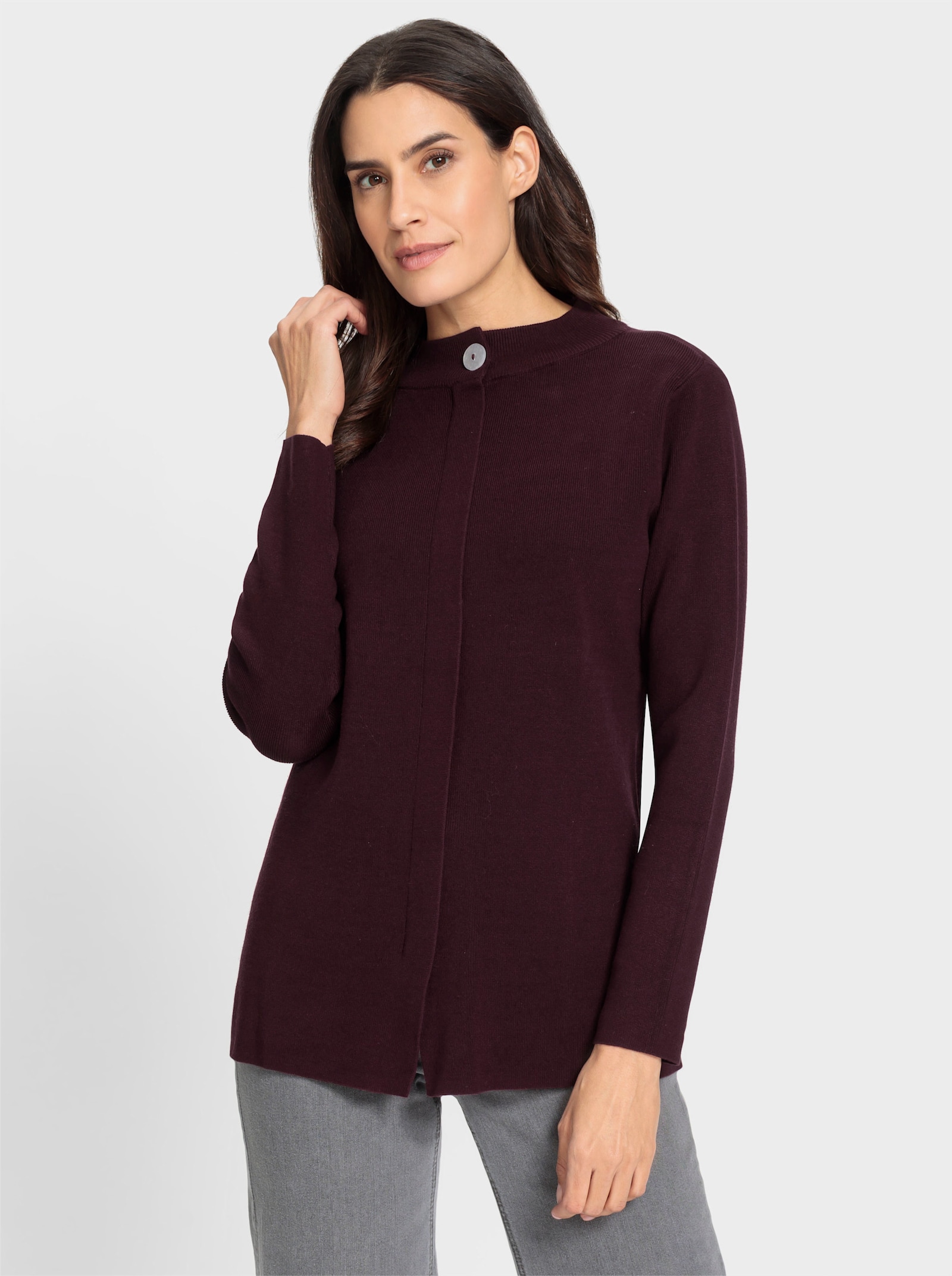 Stehkragenpullover mit mittiger Falte - burgund