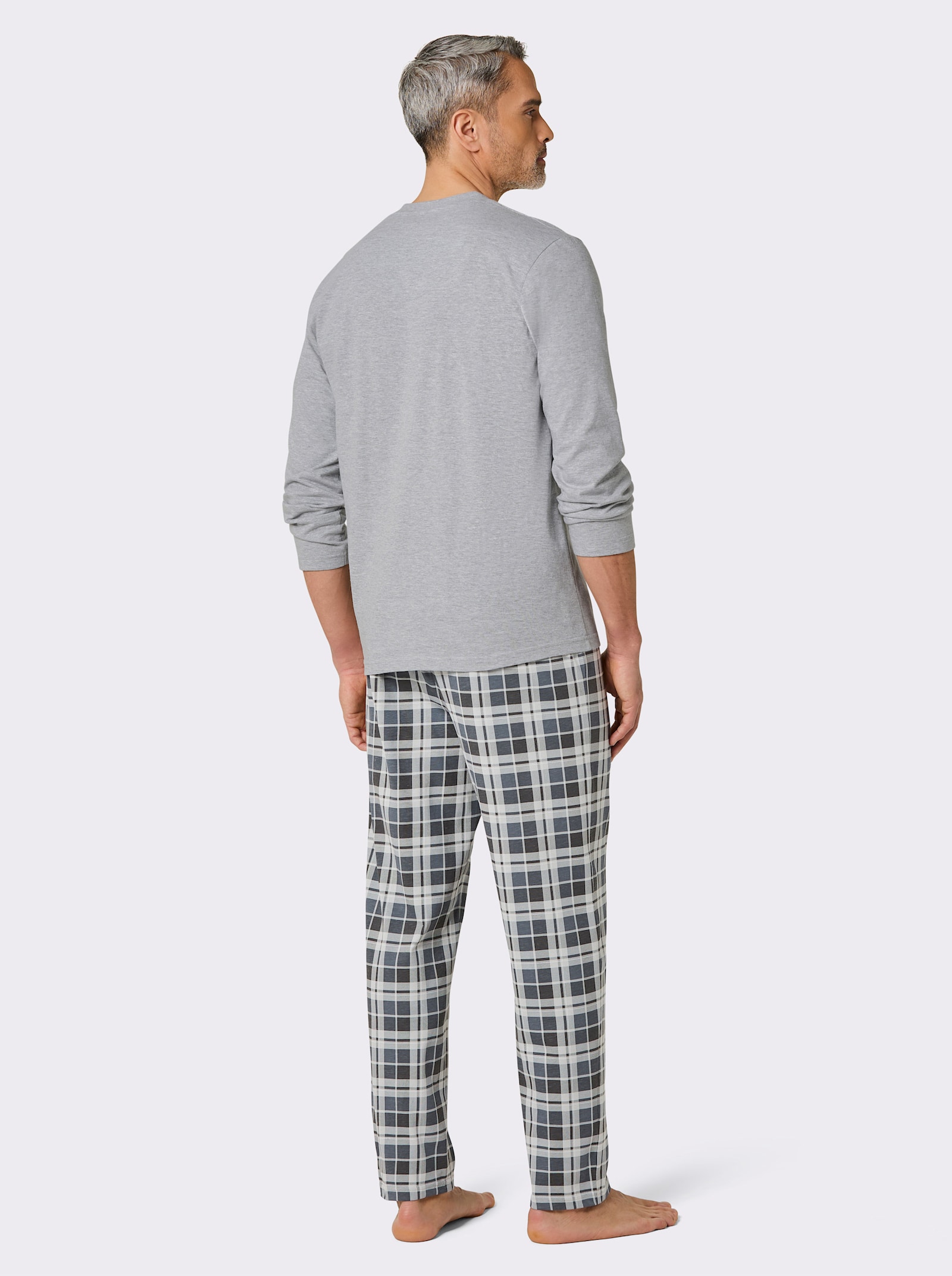 Comte Schlafanzug mit Motivdruck - hellgrau-anthrazit-kariert