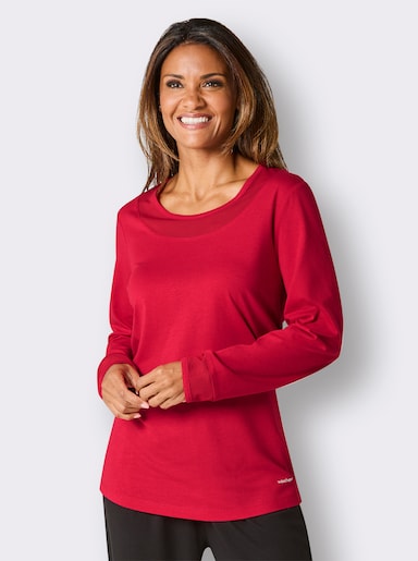 wäschepur Schlafanzugshirt mit Mesh-Details - rot