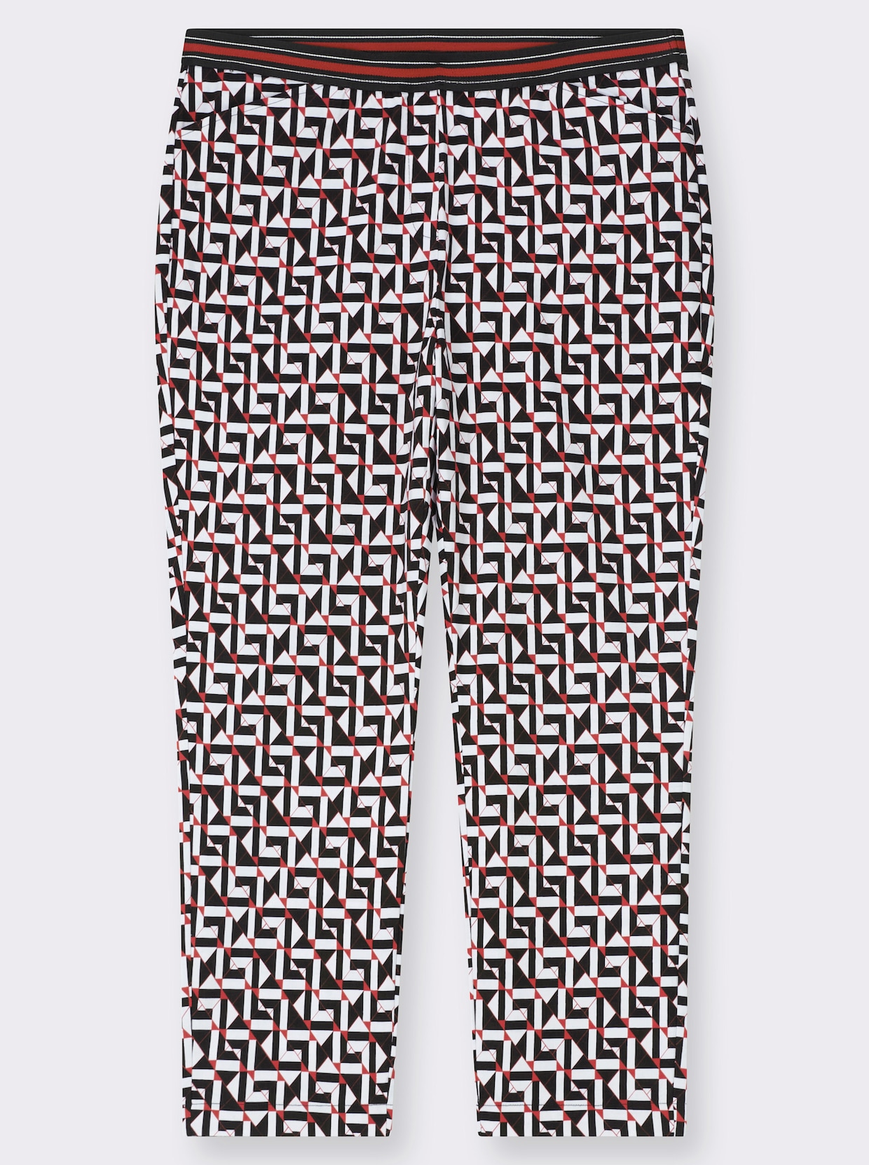Bengalinhose mit grafischem Druck - schwarz-rot-bedruckt