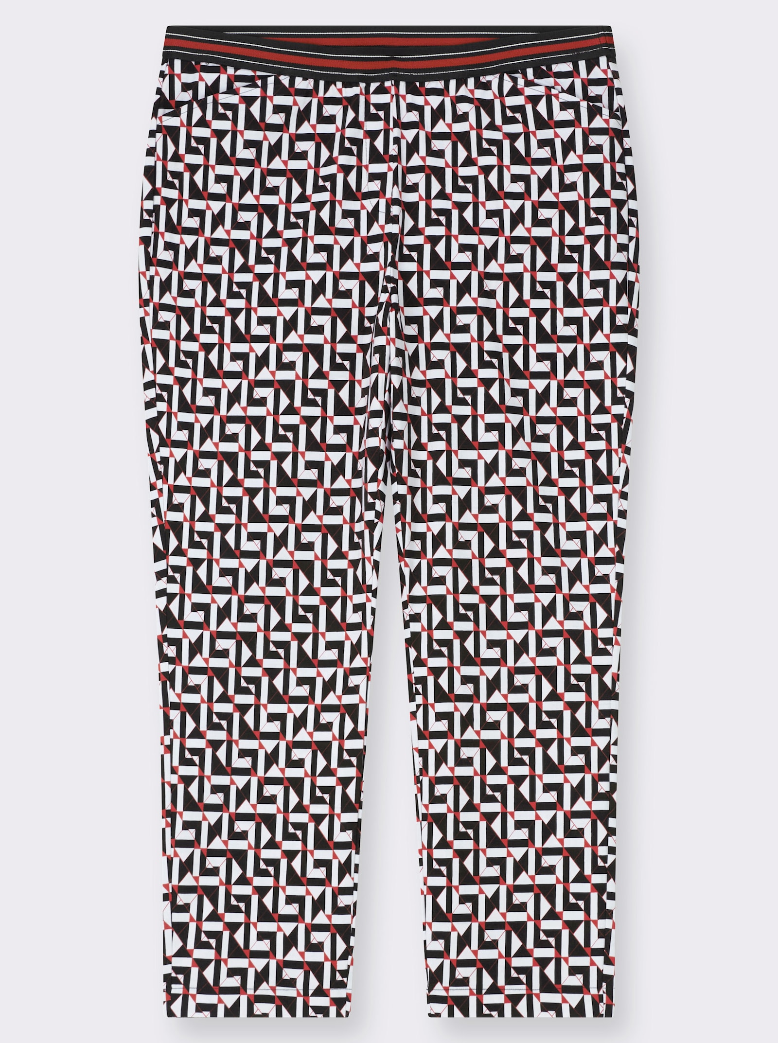 Bengalinhose mit grafischem Druck - schwarz-rot-bedruckt