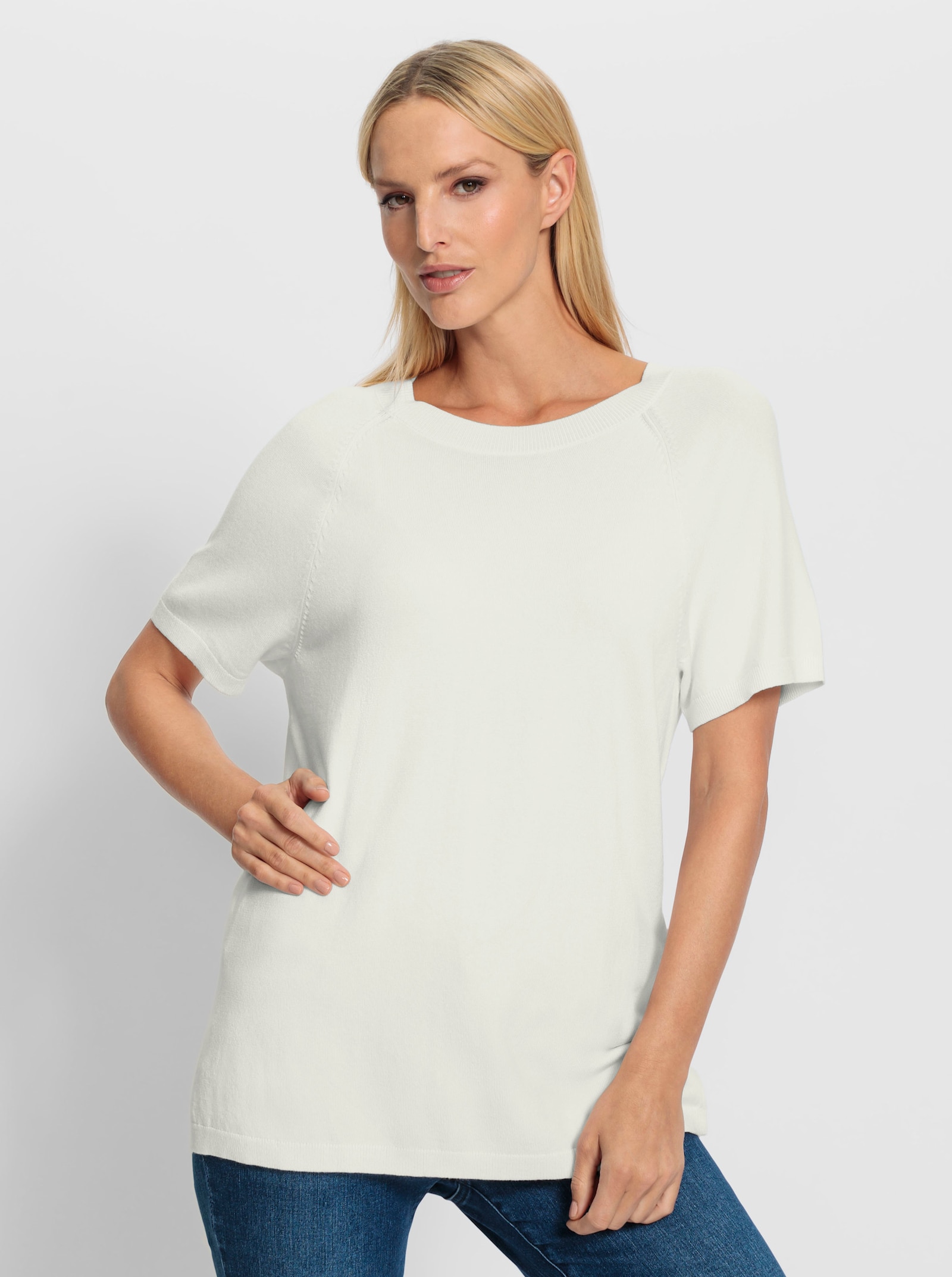 heine Feinstrickpullover mit Rippenbündchen - ecru