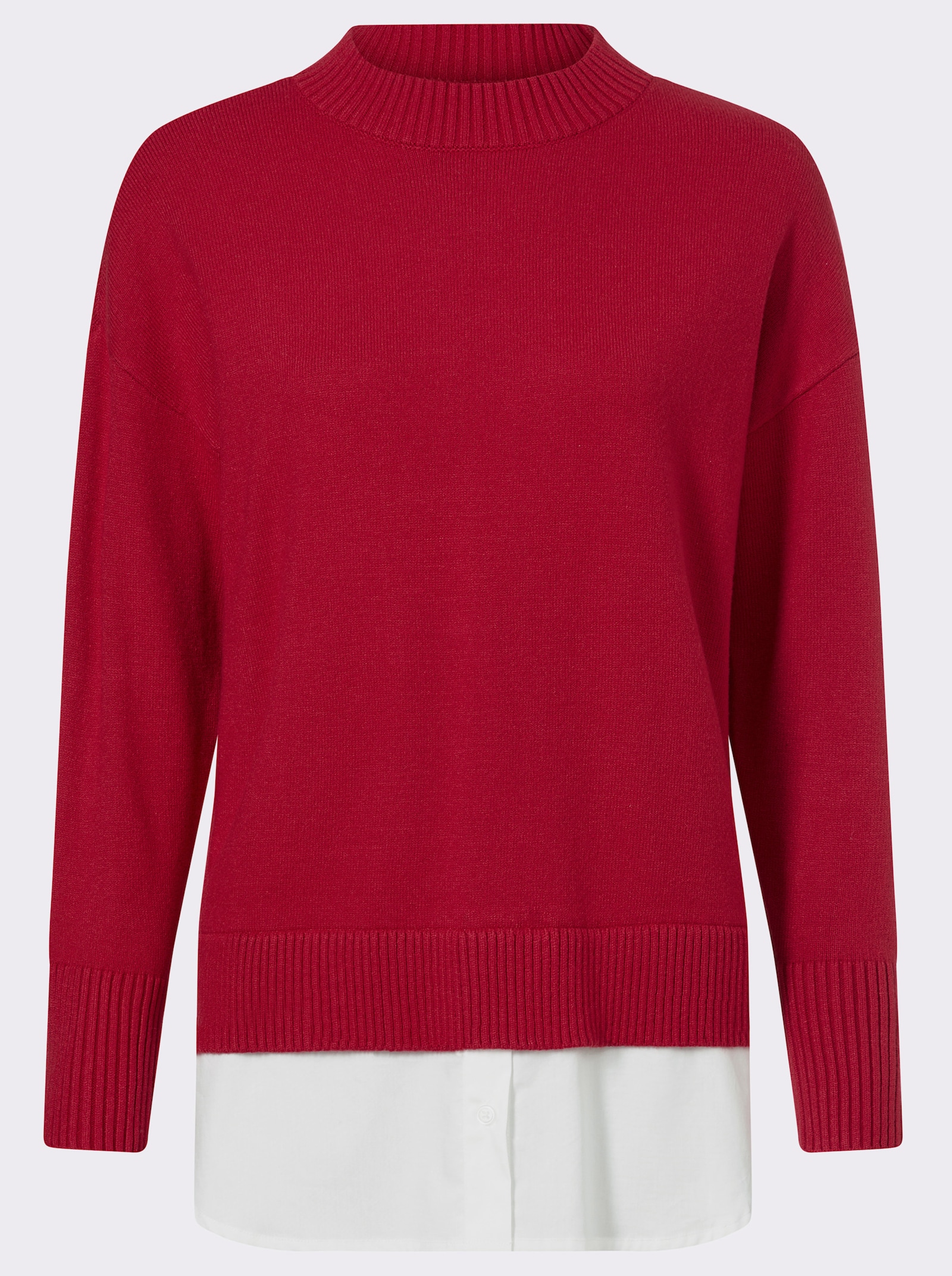 heine 2-in-1-Pullover mit Bluseneinsatz - rot