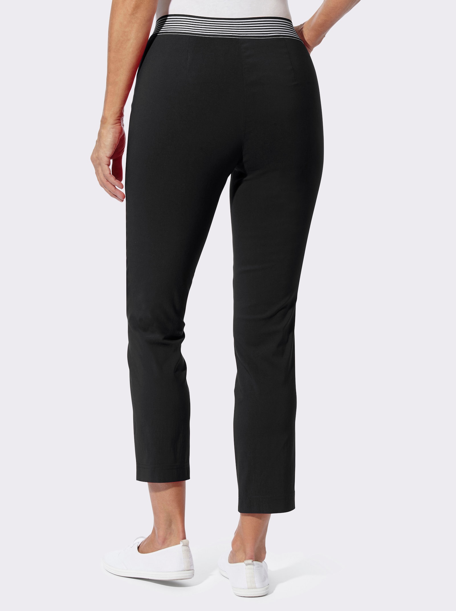 Broek met gestreepte comfortband rondom - zwart
