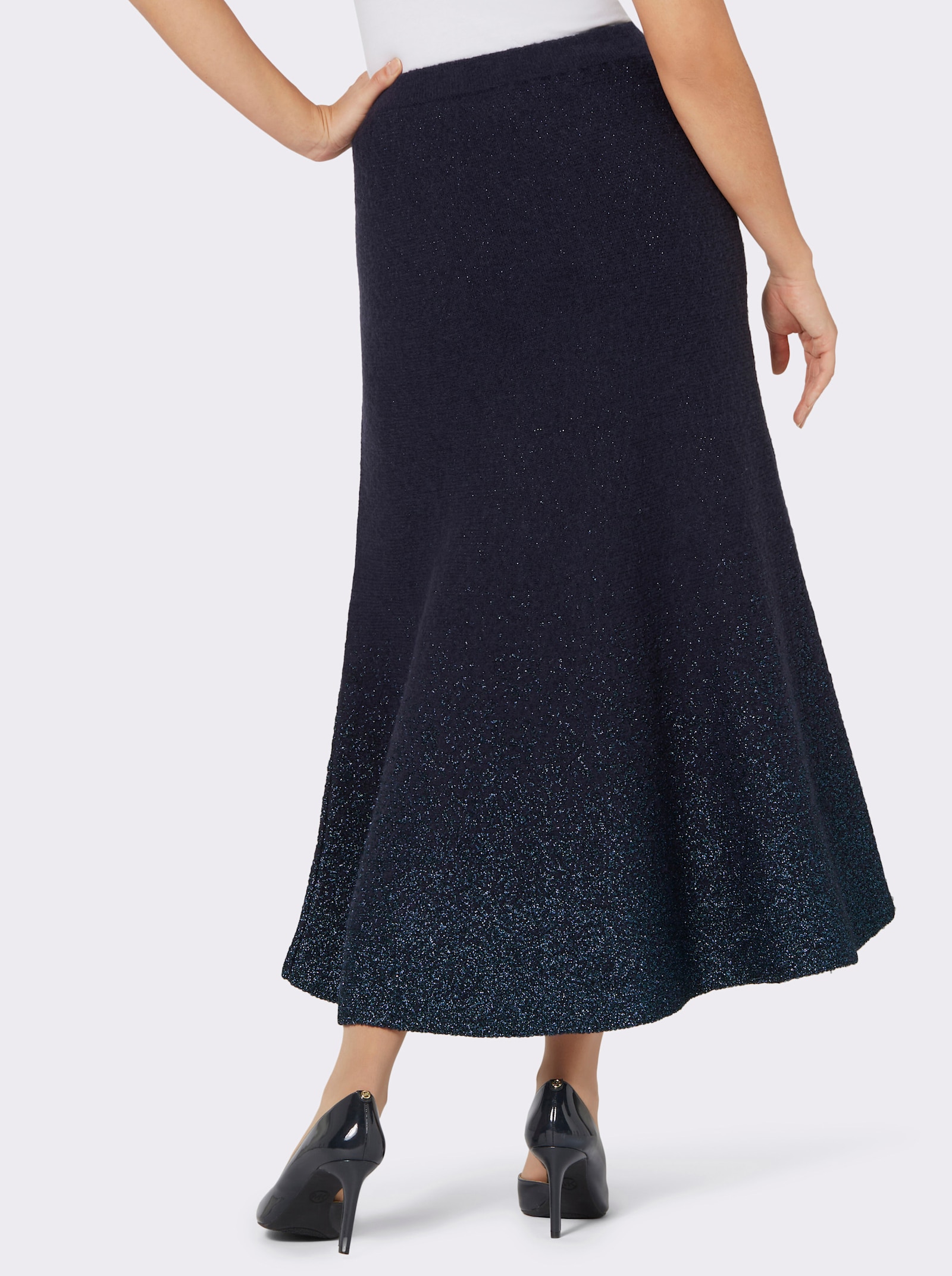 Gebreide rok met glansgaren - marine