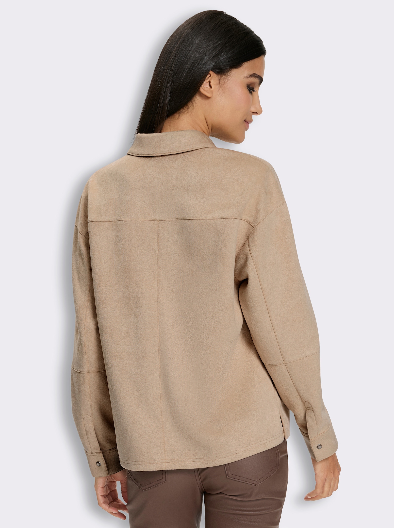 heine Hemdbluse aus Veloursleder-Imitat - beige