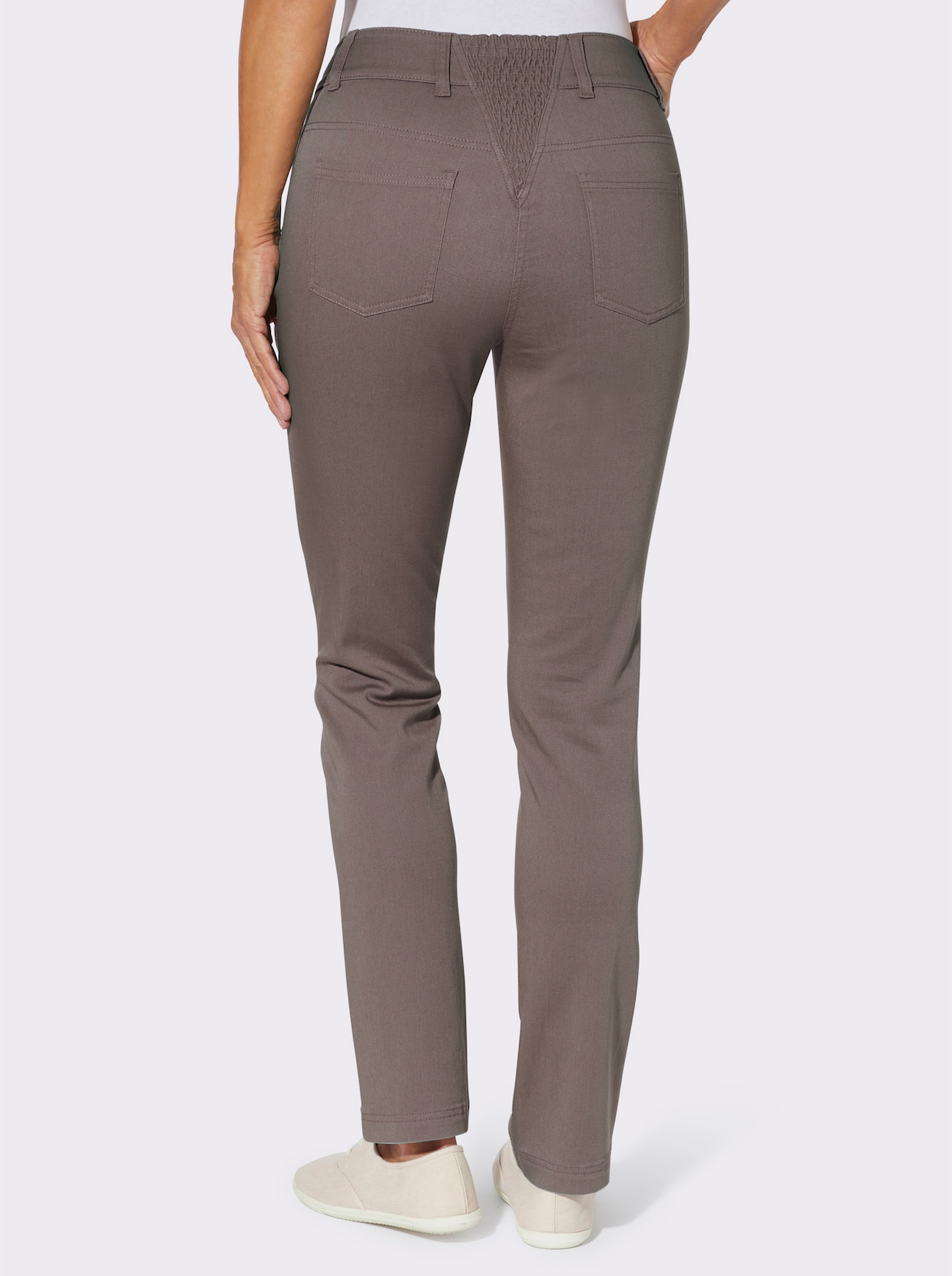 Jeans mit Stretch-Einsatz hinten - dunkeltaupe