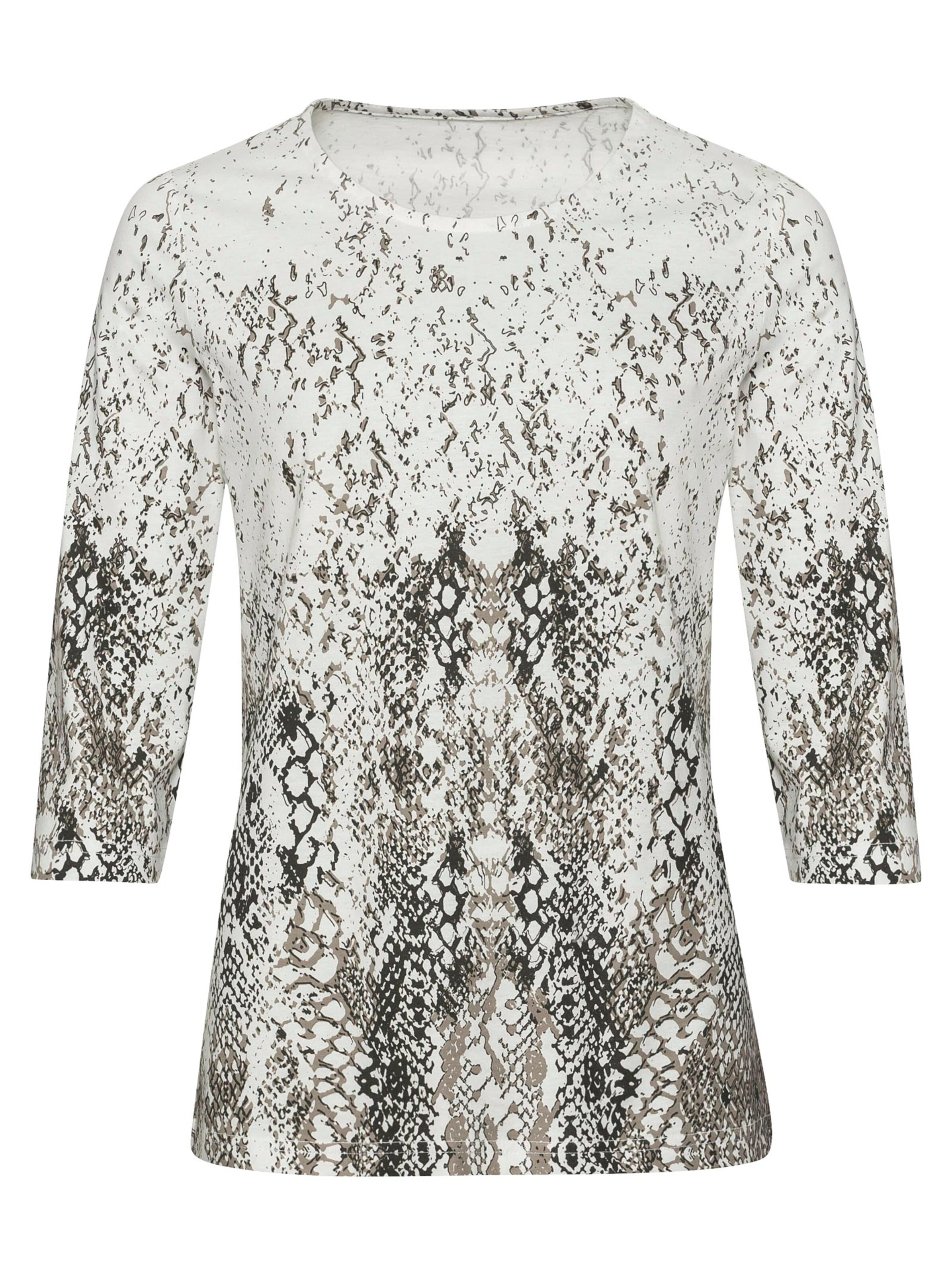 Shirt - taupe-schwarz-gemustert