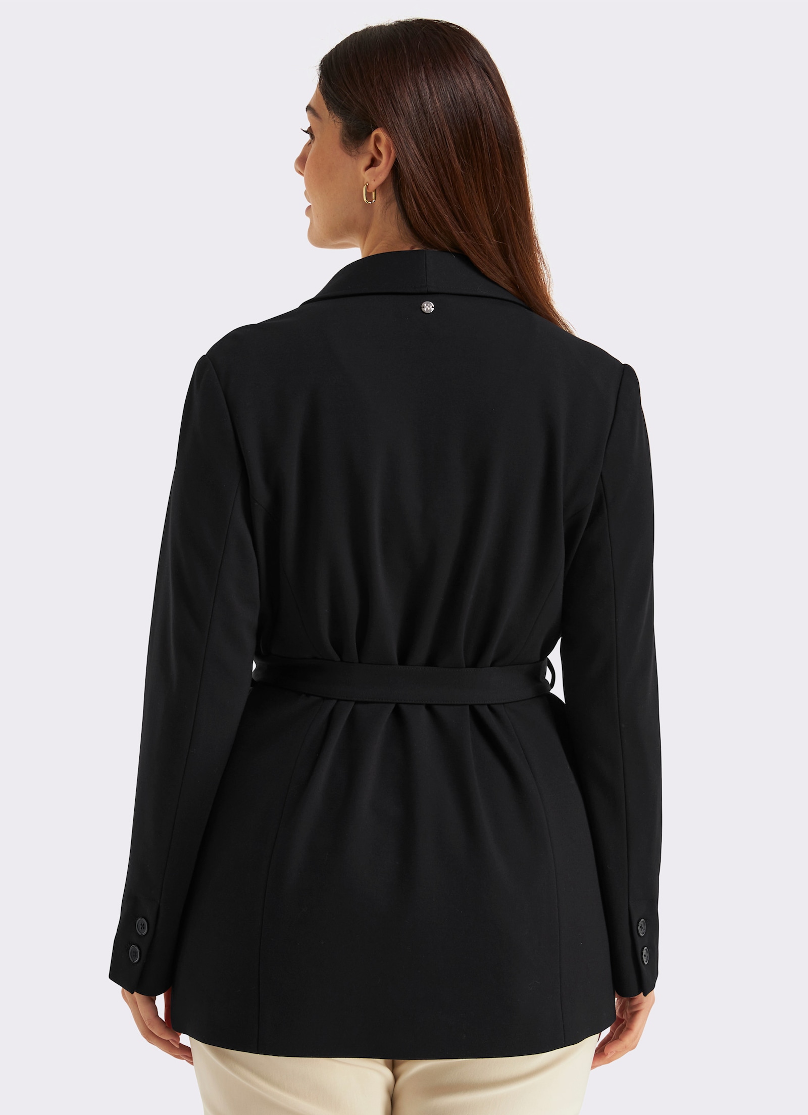 sheego Shirtblazer mit Bindegürtel - schwarz