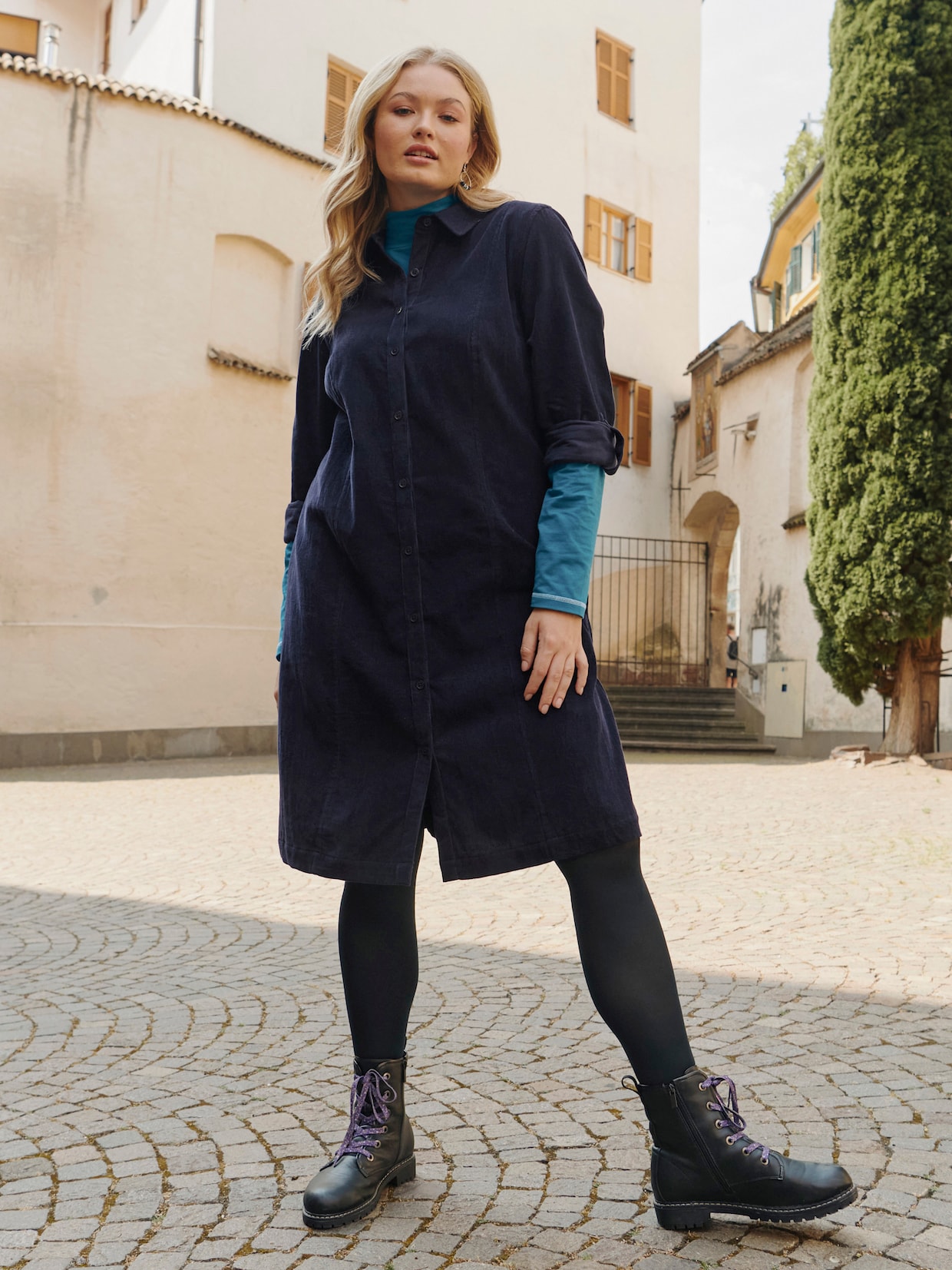 sheego Hemdblusenkleid - tiefblau