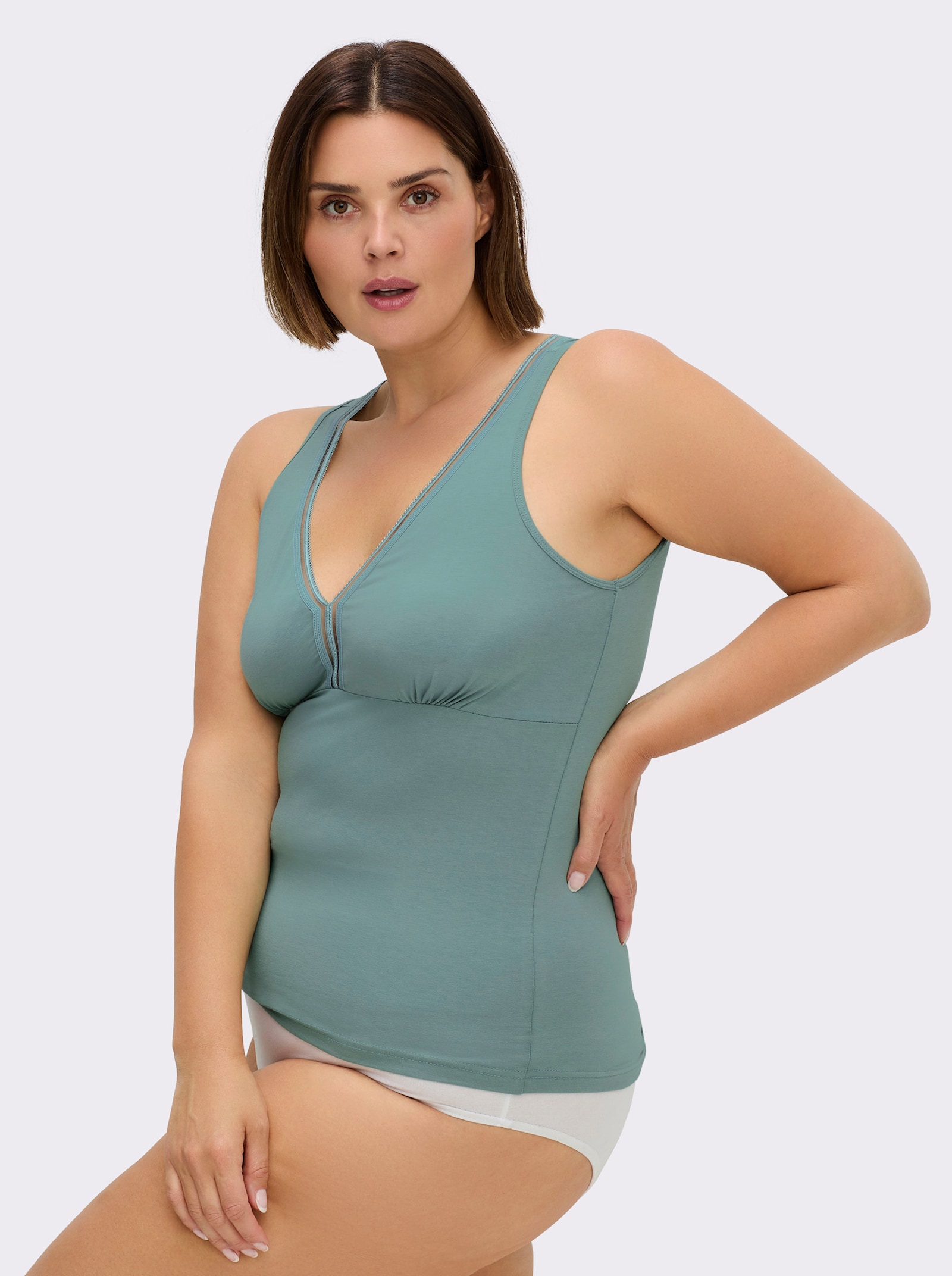 wäschepur BH-Hemd mit elastischem Zierband - jade