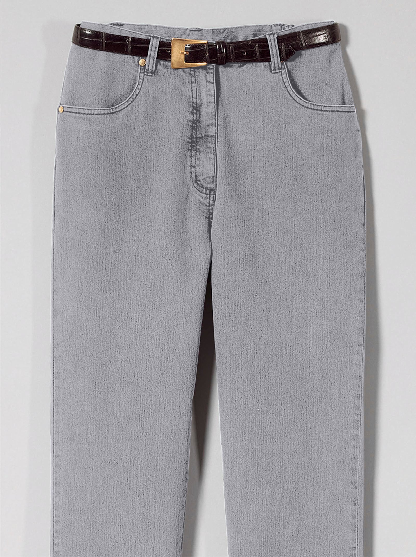 Jeans met afgeronde zakken - grey-denim