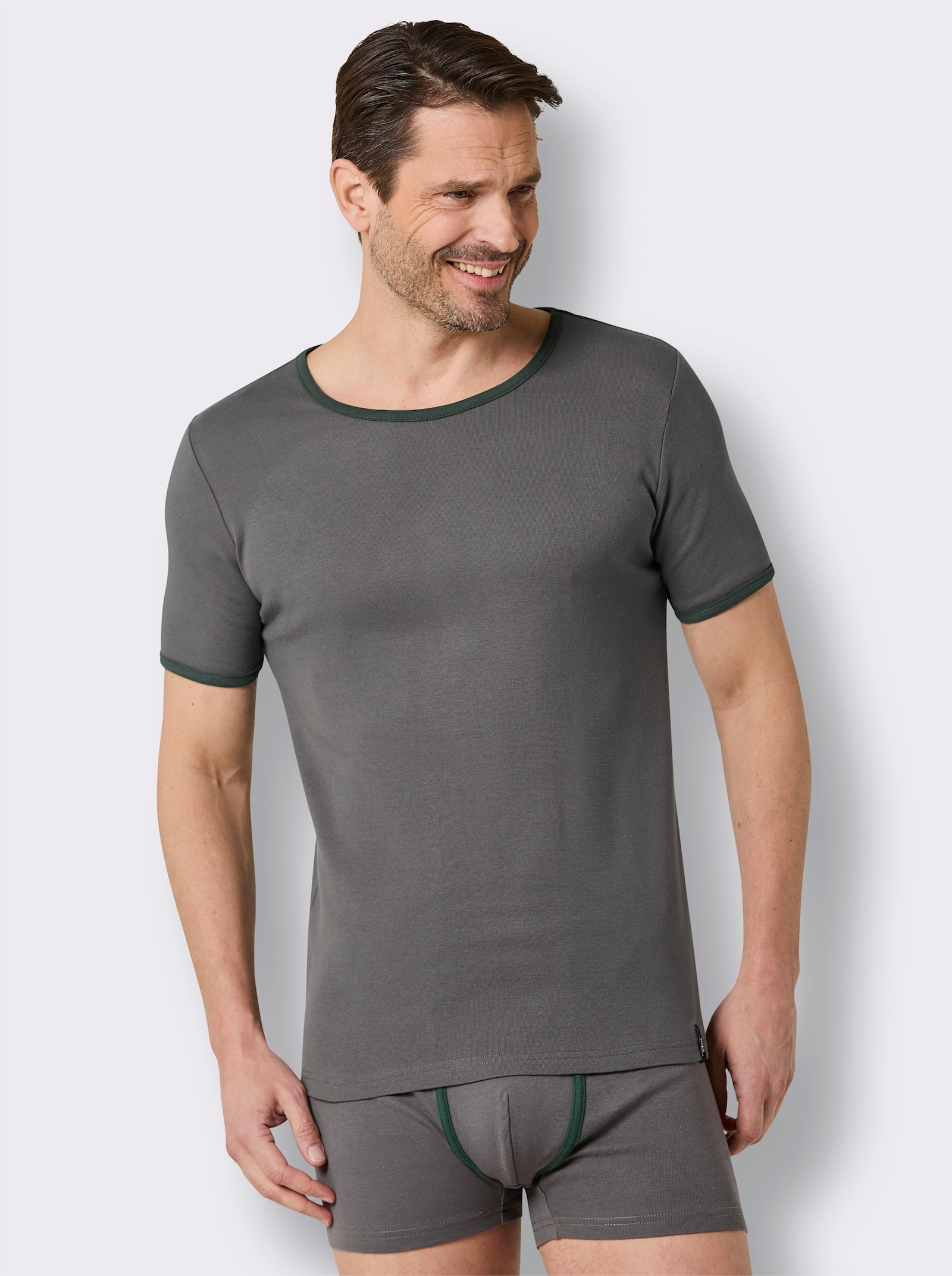 wäschepur men Shirt - anthrazit + moos