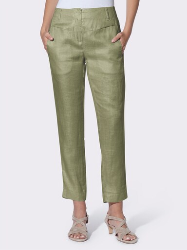 heine Leinenhose mit Längsnähten - oliv