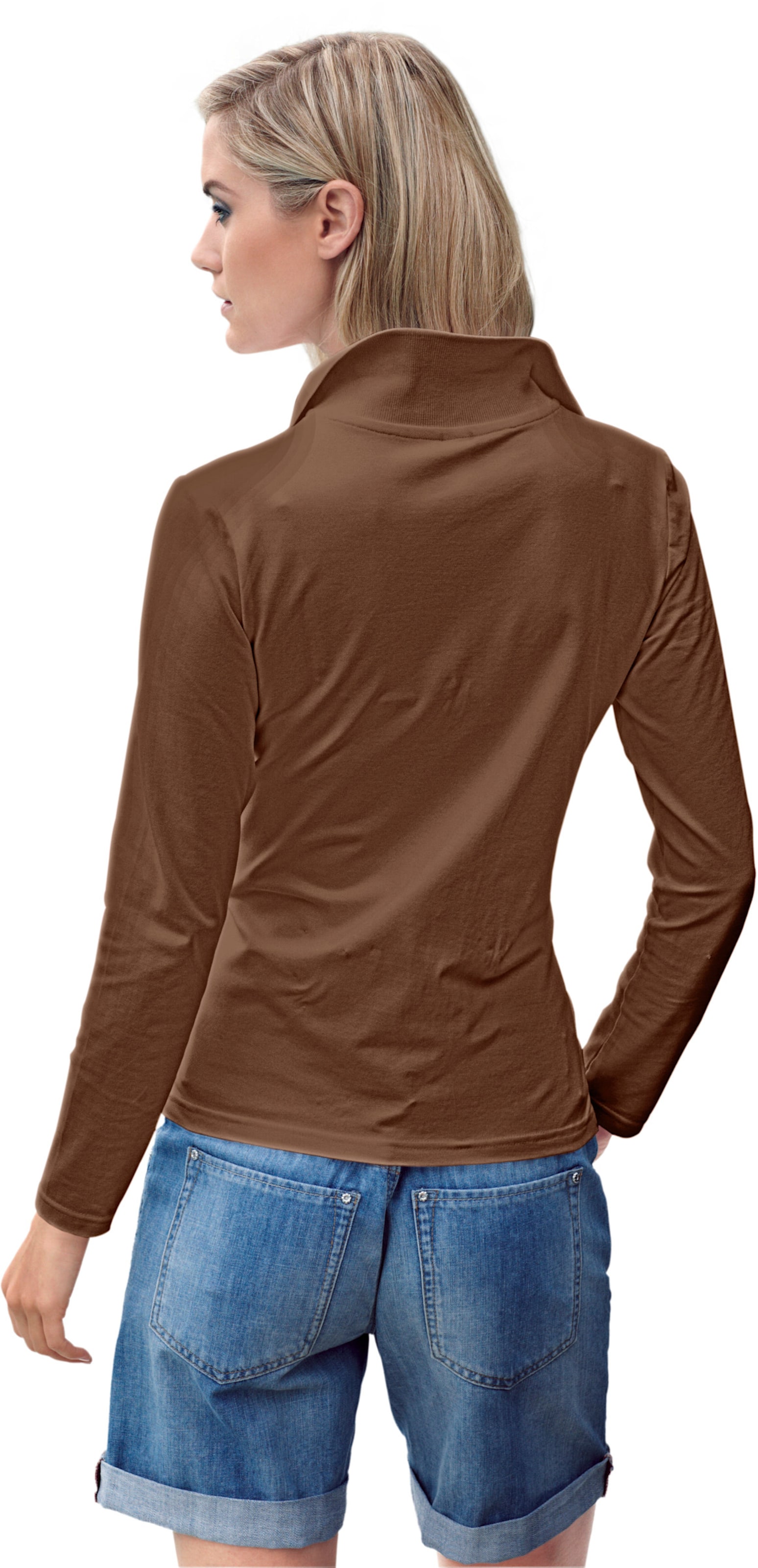 Lang Shirt  günstig Kaufen-Poloshirt in braun von heine. Poloshirt in braun von heine <![CDATA[Poloshirt Klassischer Langarm-Polo. Tolles Basic, ob solo oder als Kombipartner. Figurnahe, leicht taillierte Form. Herrlich weiche, sommerliche Pikee-Qualität.]]>. 