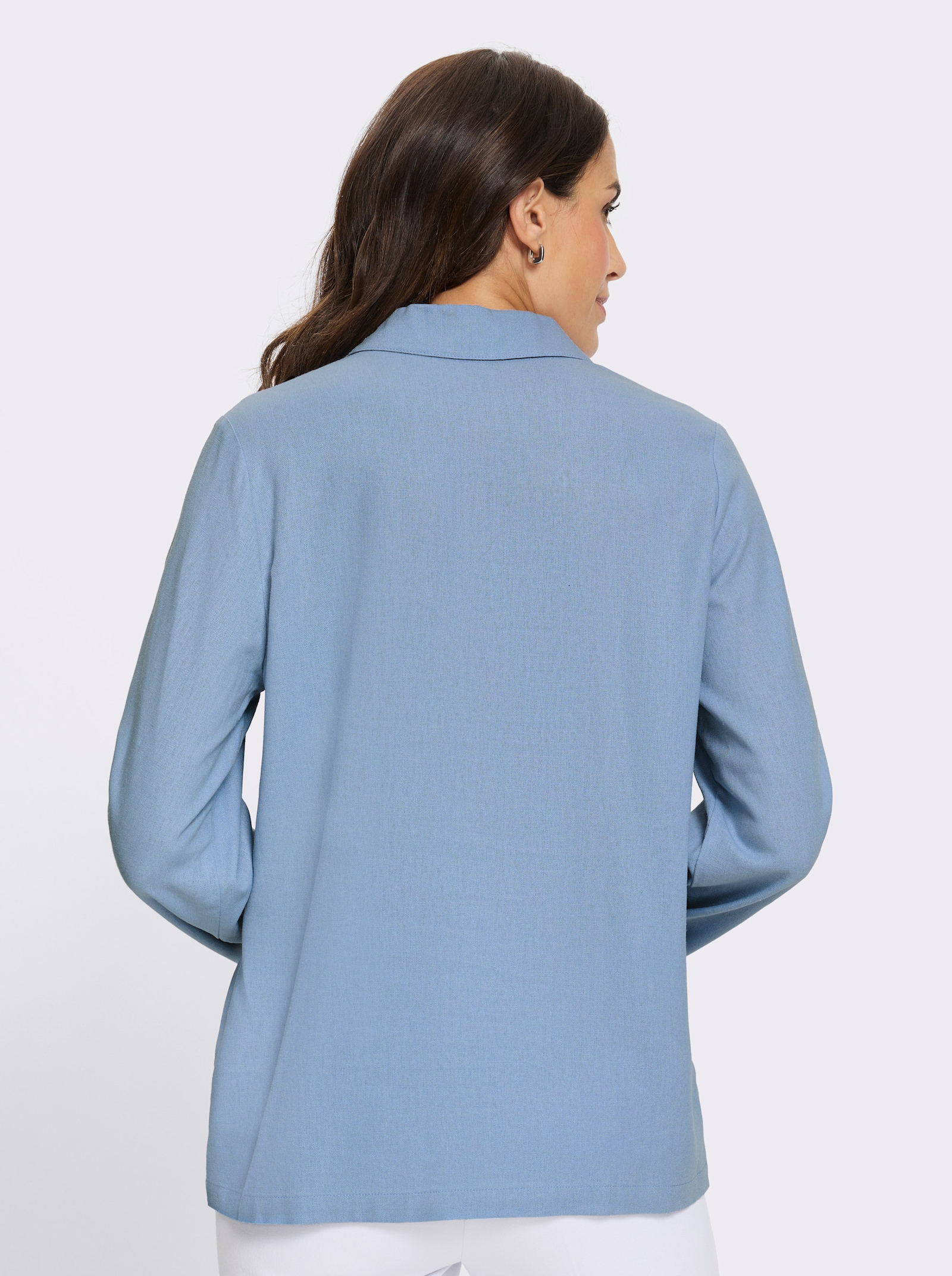 Blusenjacke mit Leinen-Struktur - bleu