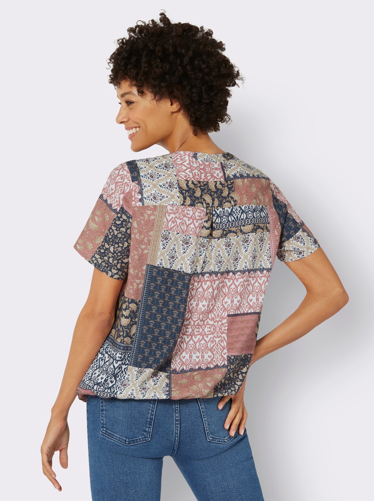 Blouse met print - rozenhout/rookblauw bedrukt