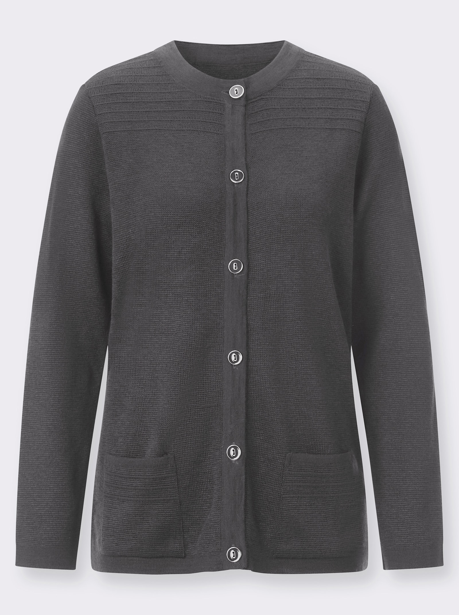 Strickjacke mit Schmuckknöpfen - anthrazit-meliert