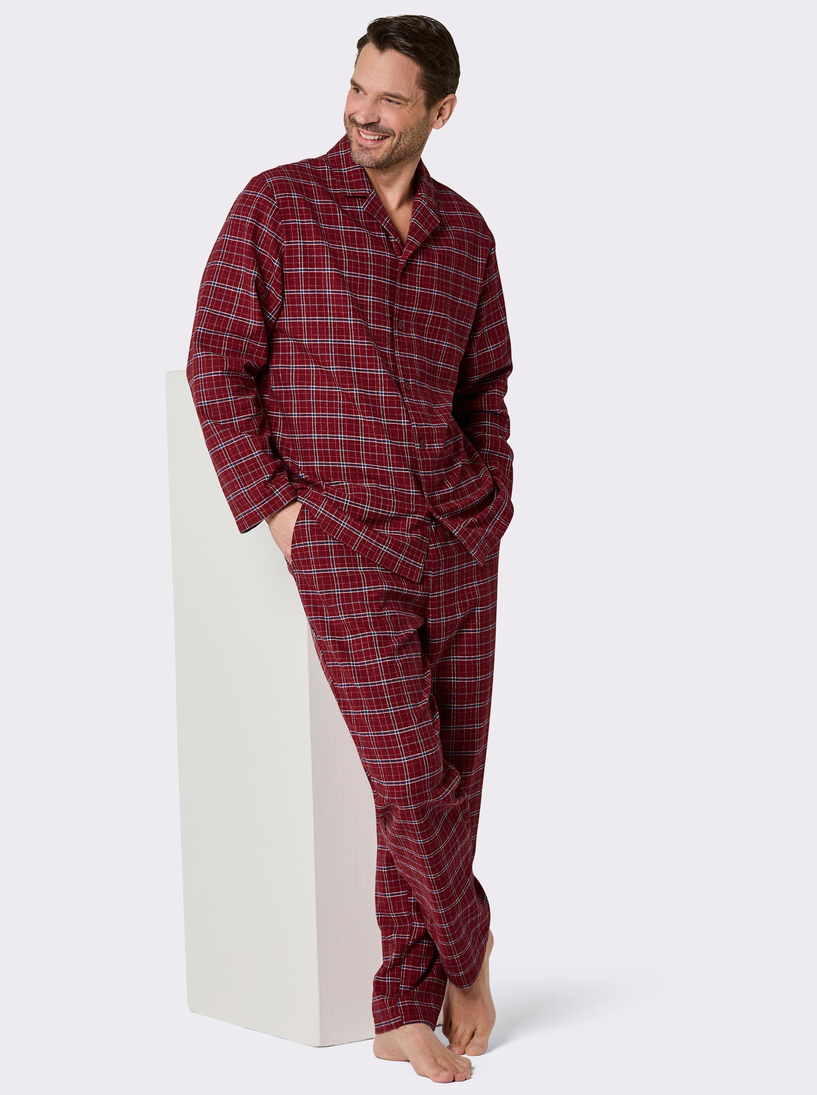 wäschepur men Pyjama - dunkelrot-dunkelblau-kariert