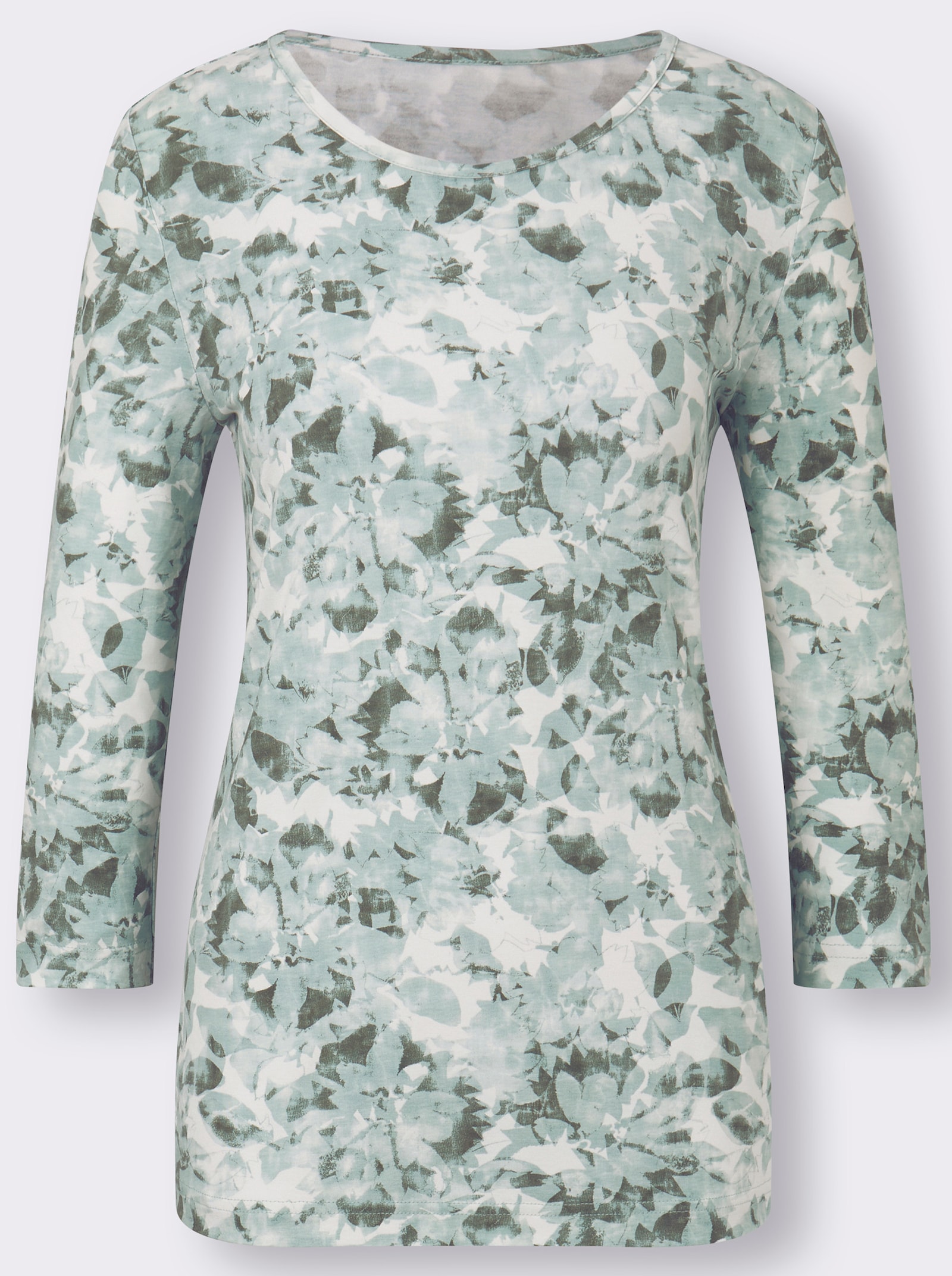 Shirt met 3/4-mouwen en digitale print - mint/grijs bedrukt