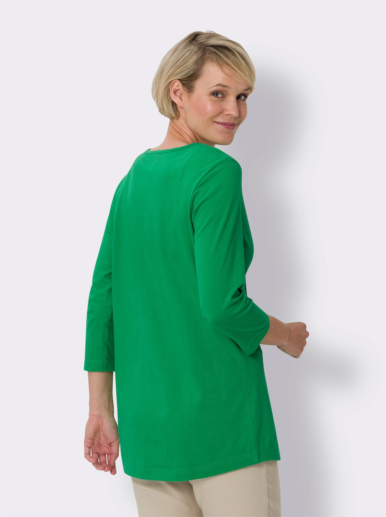 Lang shirt - grasgroen + marine