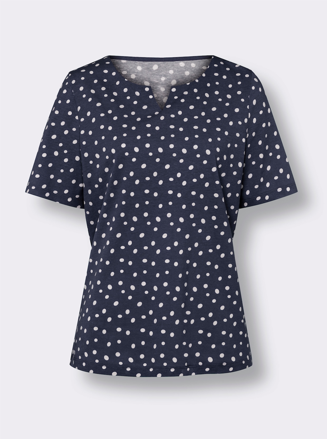 Tričko s krátkým rukávem - námořnická modrá-bílá-puntík