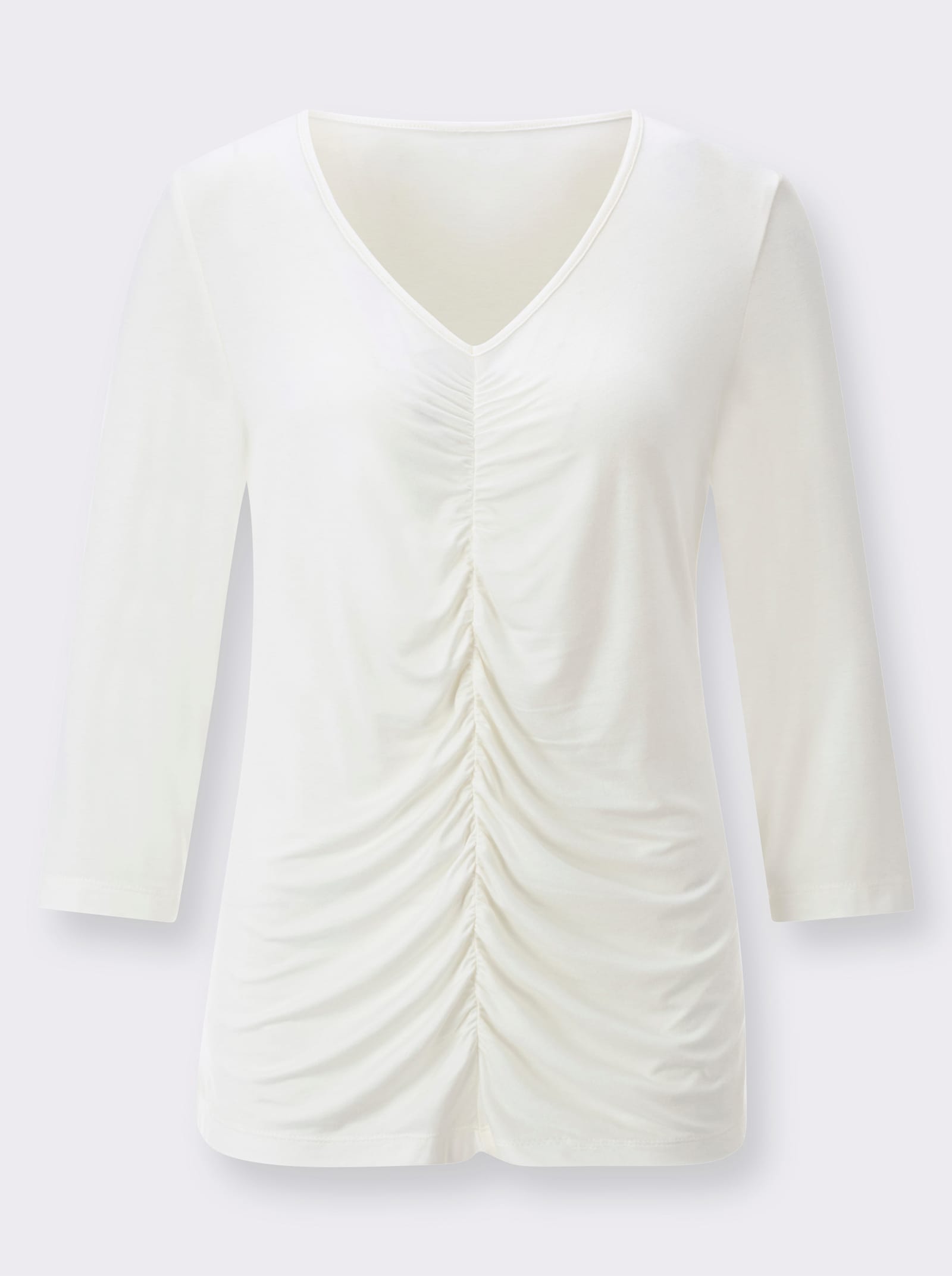 3/4-Arm-Shirt mit Raffung im Vorderteil - ecru