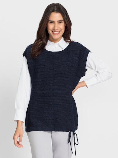 Pullunder mit weitenregulierbarem Saum - marine-meliert