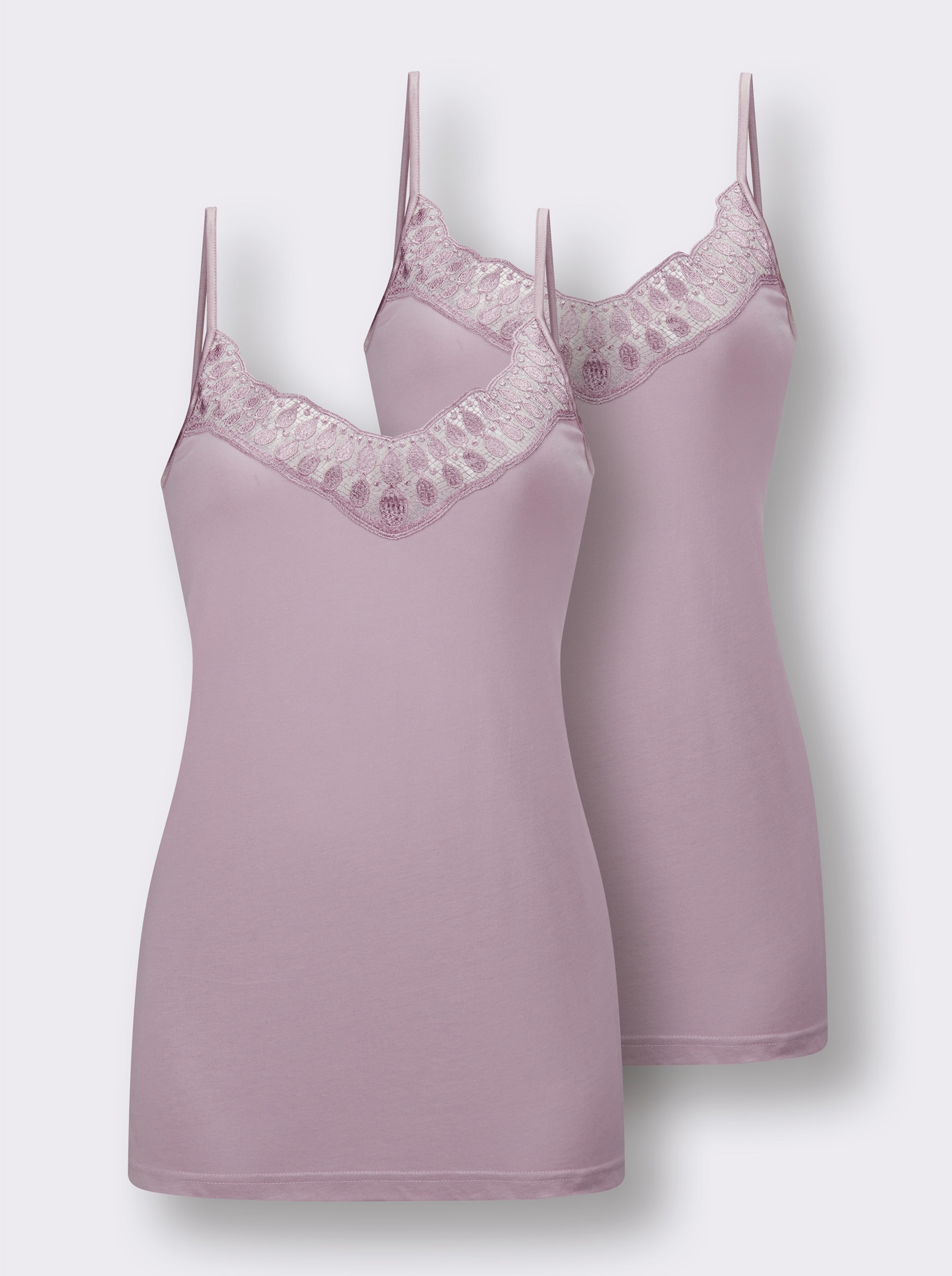 wäschepur Trägerhemd mit Spitzenbesatz - mauve